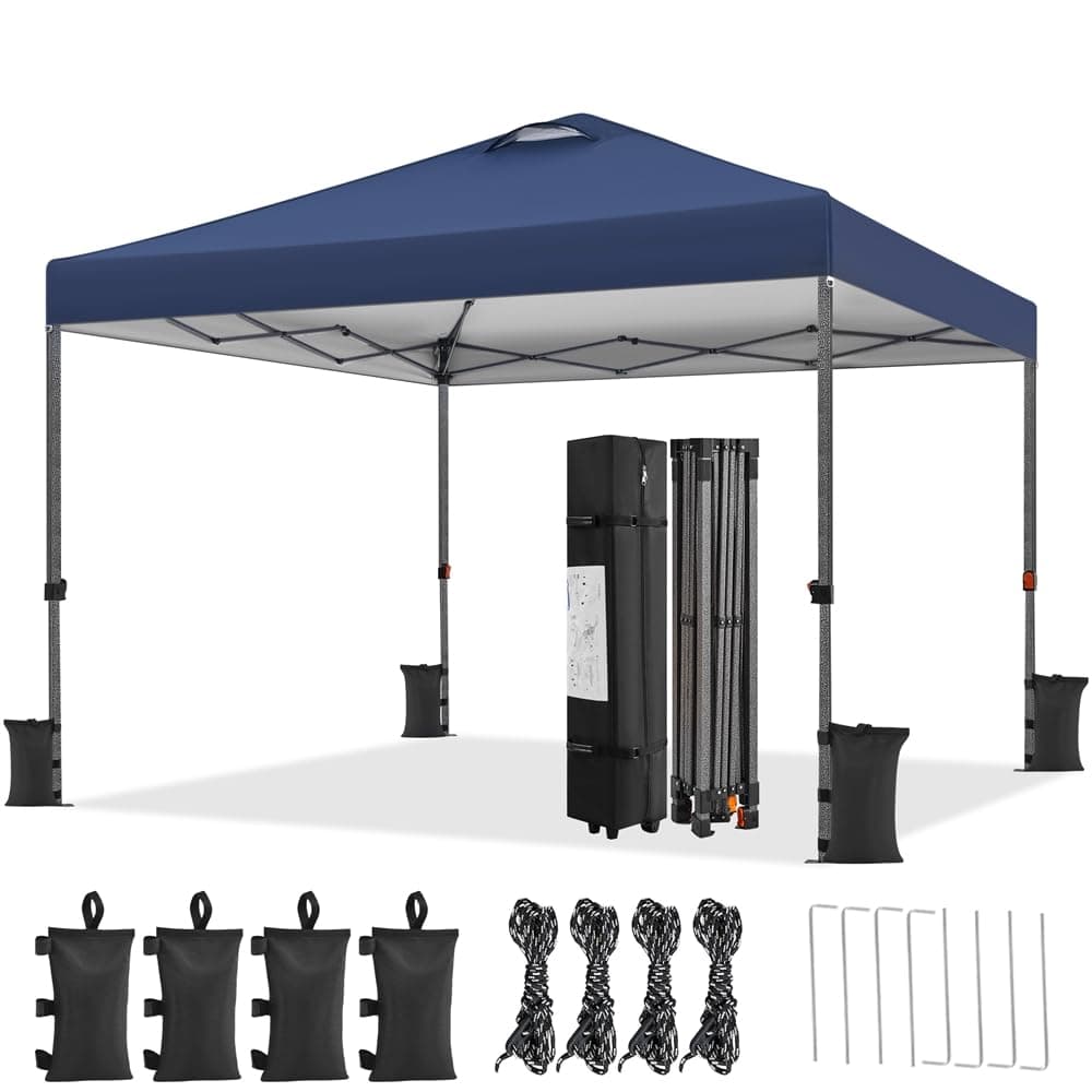 Yaheetech Carpa Plegable 3x3M Altura Ajustable 262-282cm Cenador para Jardin Gazebo de Patio para Camping Playa,con Bolsa de Transporte, Resistente al Viento Azu;