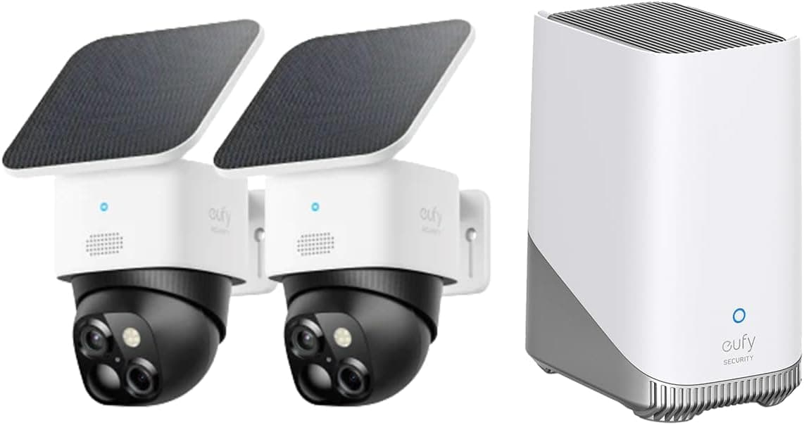 eufy Security SoloCam 2+1, Überwachungskamera aussen solar, 360°-Überwachung, Keine Toten Winkel, Überwachungskamera aussen mit 2,4-GHz-WLAN, Gebührenfreie Nutzung, HomeBase 3 kompatibel