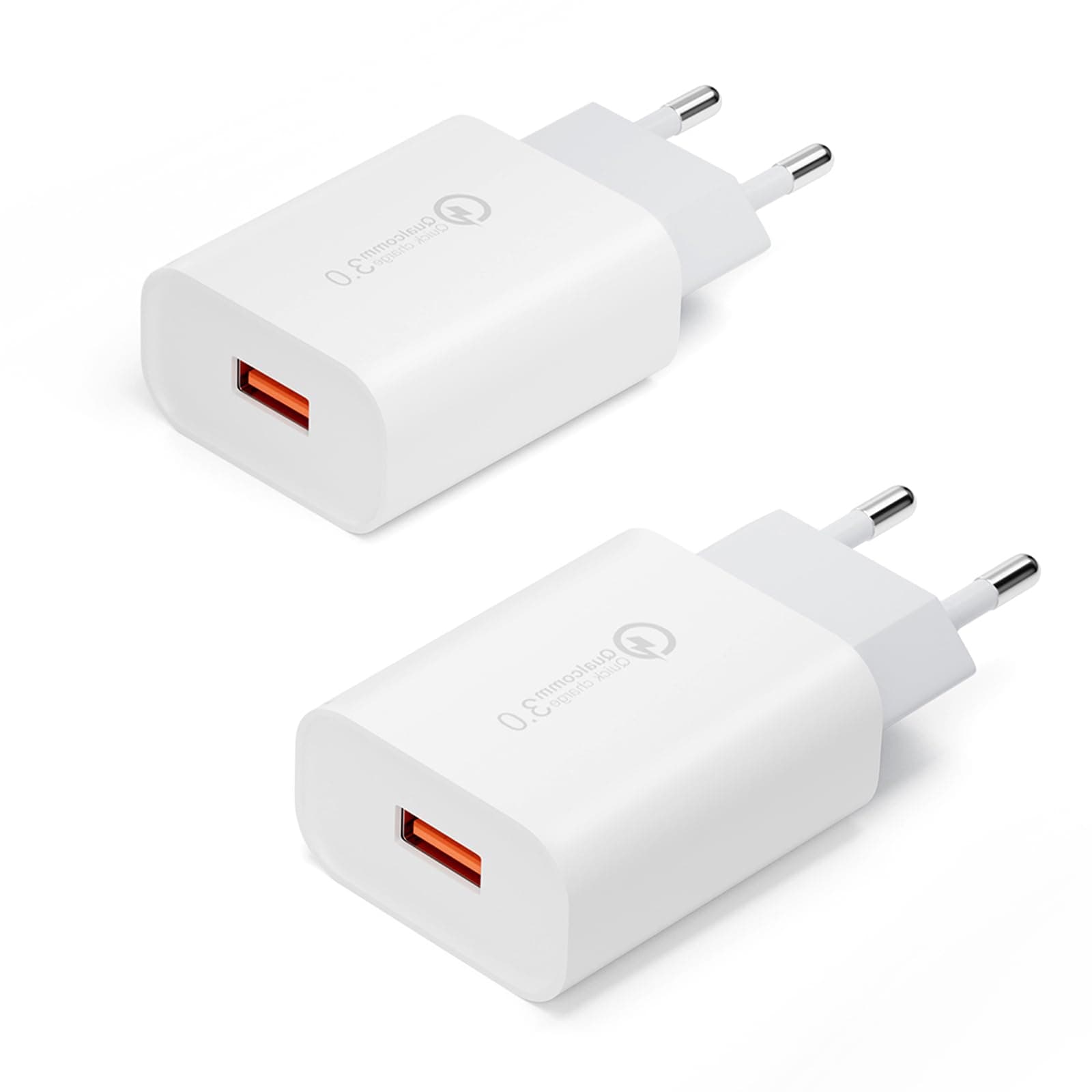 2 Pack 18W Cargador Carga Rapida Enchufe USB, Cabeza Cargador Movil USB Adaptador para Samsung Galaxy S21 S20 S10 S9 S8 A55 A54 A53 A40 A35 A25 A15 Note 8/9, iPhone, Xiaomi Redmi, Huawei, Google