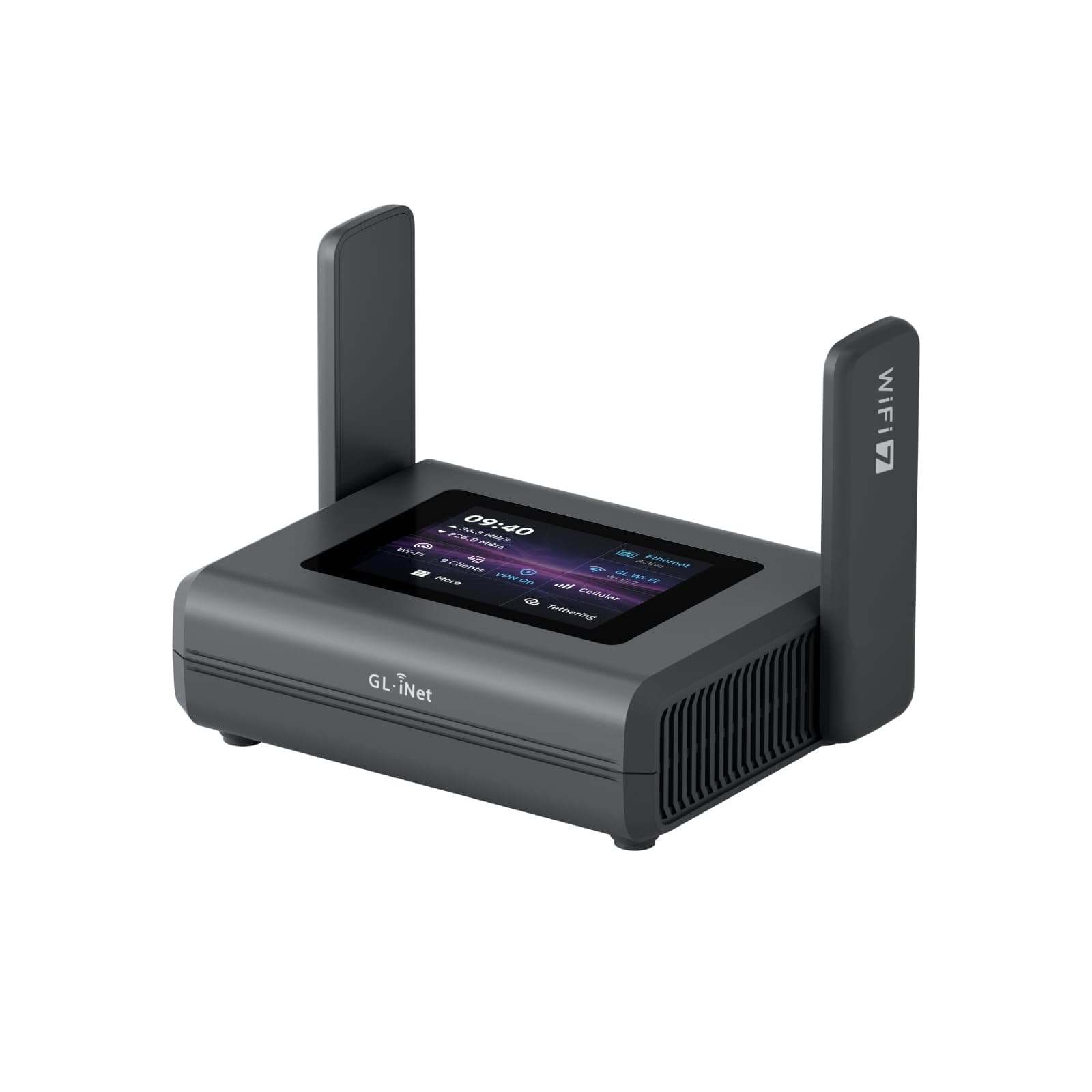 GL.iNet Slate 7 Pro (GL-BE10000) Routeur de voyage Wi-Fi 7 tri-bande – 6 GHz 5,7 Gbit/s, MLO, écran tactile 2,8", VPN WireGuard 1,1 Gbit/s, sécurité DPI, double 2,5 G + Mwan3, OpenWrt – Voyage