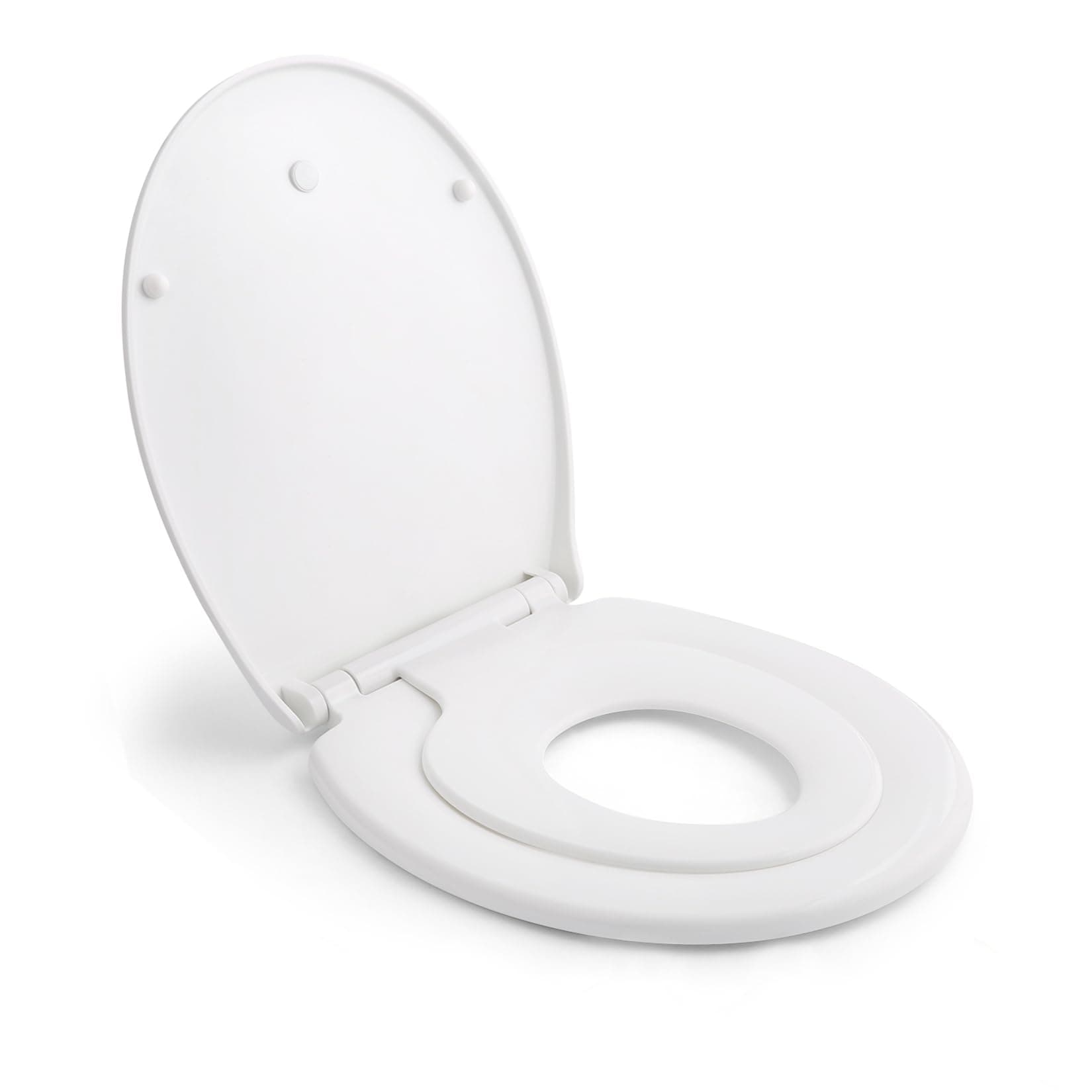 HIMIMI Lunette de Toilette avec Siège Enfant Magnétique, Frein de Chute et Charnière Réglable, Abattant WC en Polyéthylène pour Adultes et Enfants (447 x 371 x 55 mm), U Forma, Blanc
