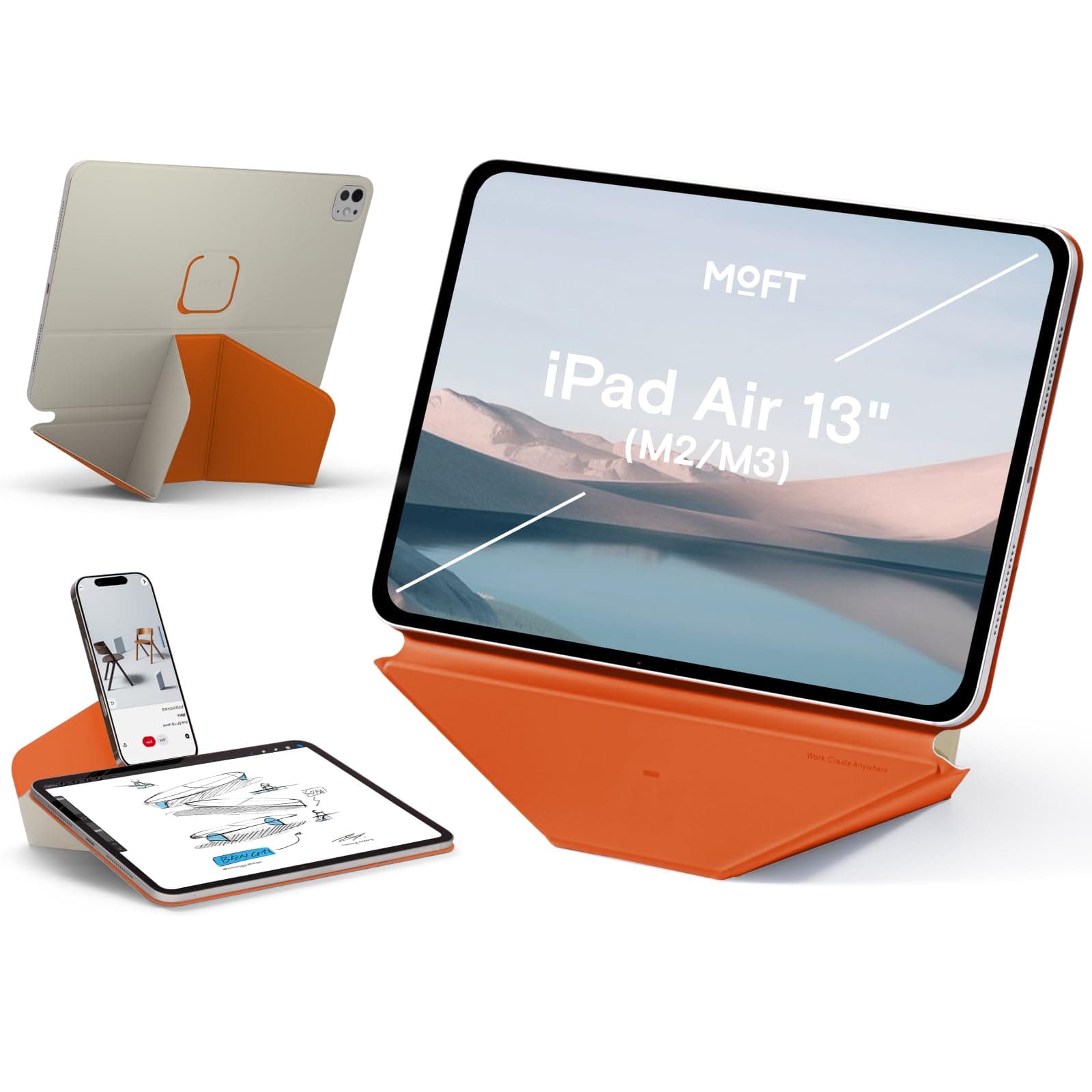 MOFT Dynamic Folio Coque pour iPad Air 13"(M4/M3/M2 2026/2025/2024), Étui Magnétique Ultra-Fin avec Support et 20+ Angles de Vision, Réveil/Veille Automatique – Beach White