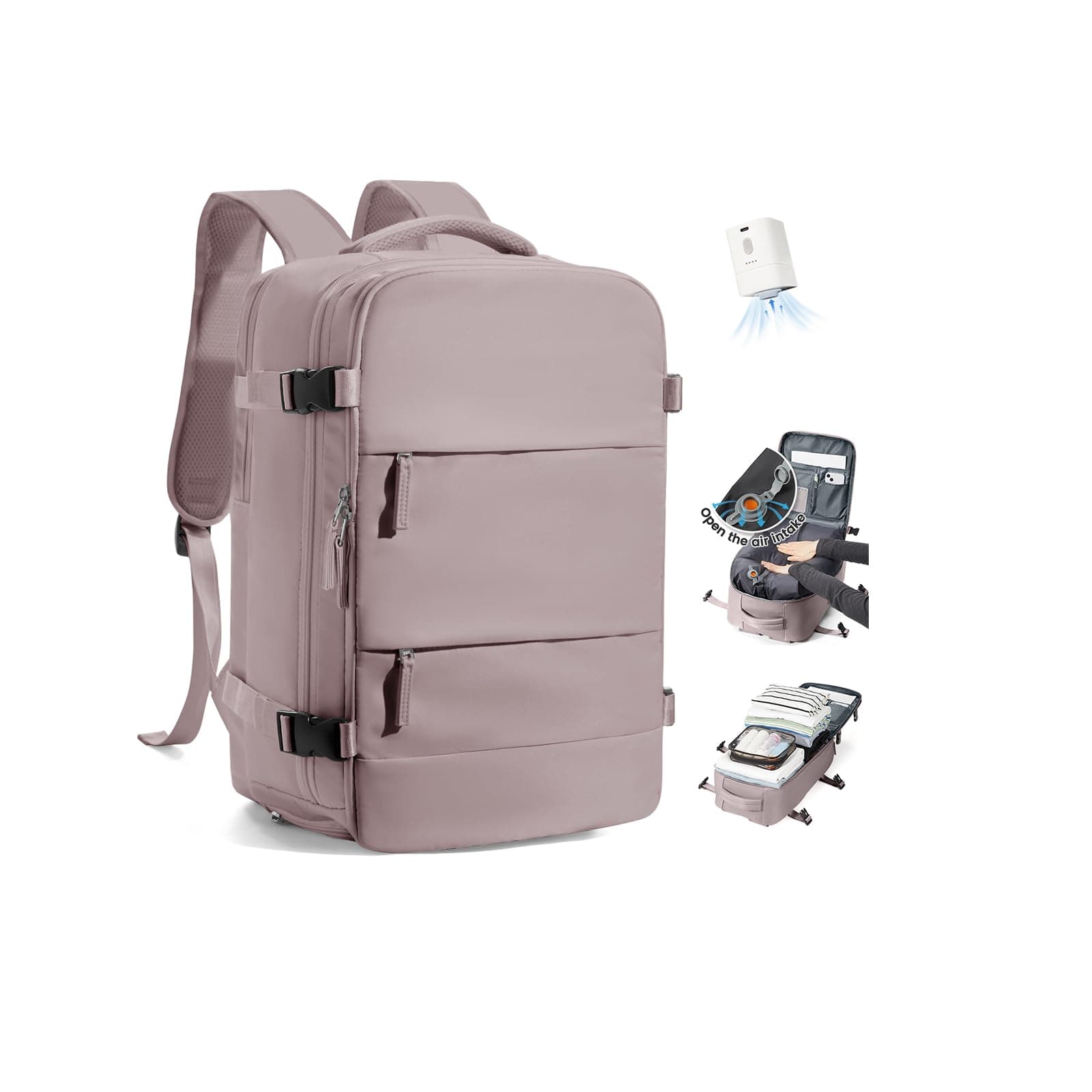 SZLX Zaino A Vuoto Con Pompa Donna, Zaino Ryanair 40x30x20 Sottovuoto Zaino da Viaggio Ryanair Wizzair, Ryanair Viaggio Ruscksack Dimensione Cabina Con Pompa Impermeabile Uomo Valigia A Vuoto