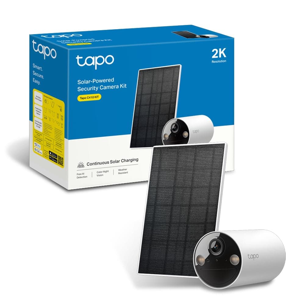 Tapo C410 KIT 2K(3MP) Caméra de Surveillance WiFi Extérieure sans Fil Solaire, Autonomie permanente de la Batterie, Personne Détection, Vision Nocturne en Couleur, IP65 Etanche, Aucune hub requis