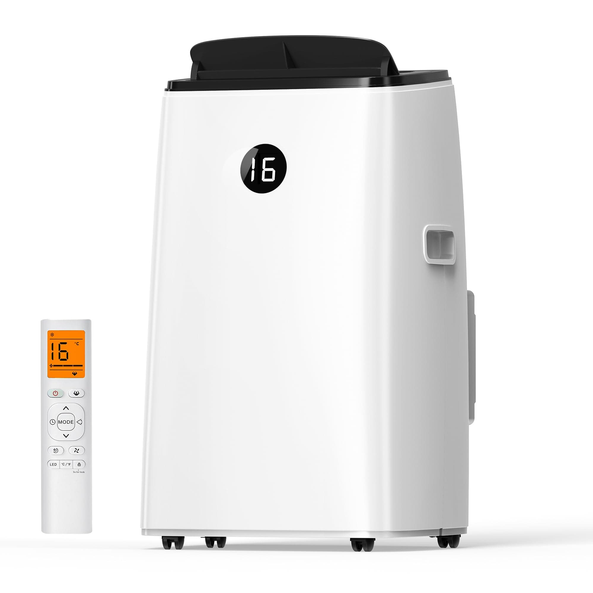 DOMANKI Climatiseur mobile 12000 BTU, clim portable 3-en-1 jusqu’à 50 m², mode nuit 48 dB, déshumidification 42 L/jour, tuyau d’évacuation, kit fenêtre inclus, minuteur 24h