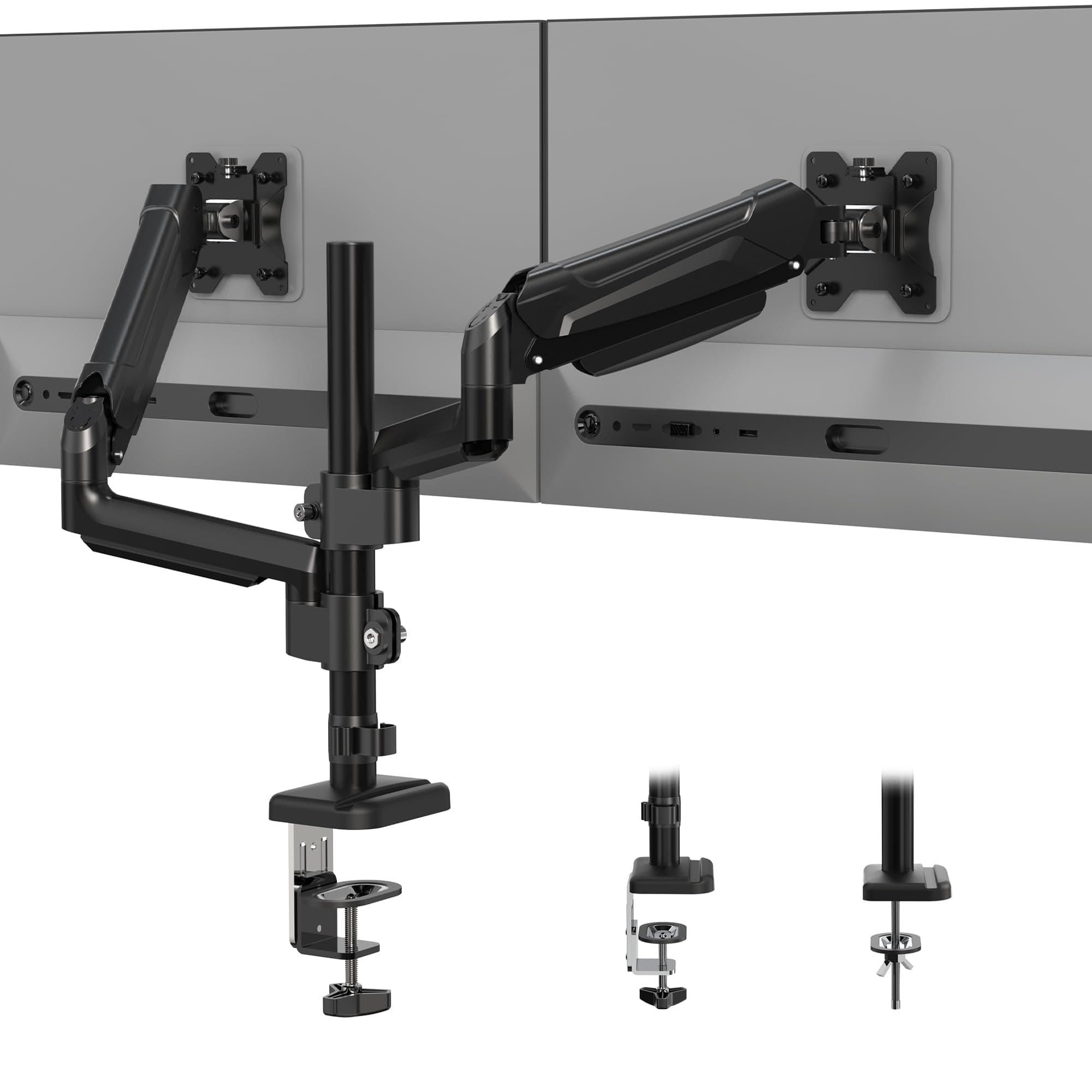BONTEC Soporte Monitor Doble para 13-32 Pulgadas, Brazo Monitor Ergonómico con Resorte de Gas y Gestión de Cables, Inclinación Giro Rotación, Soporte 2 Monitores VESA 75/100 mm, hasta 9 kg