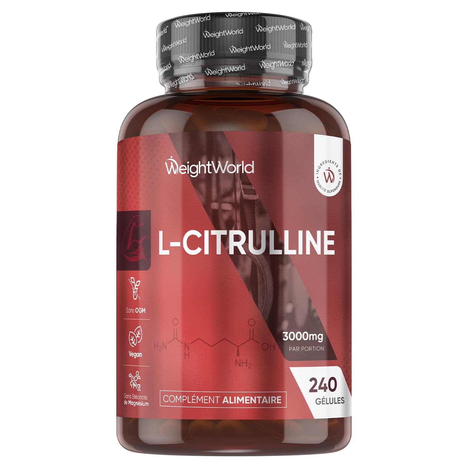 L Citrulline 3000mg, 240 Gélules Vegan Multi-Usages, Acide Aminé Citrulline Poudre Encapsulée pour 2 Mois sans Stéarate de Magnésium