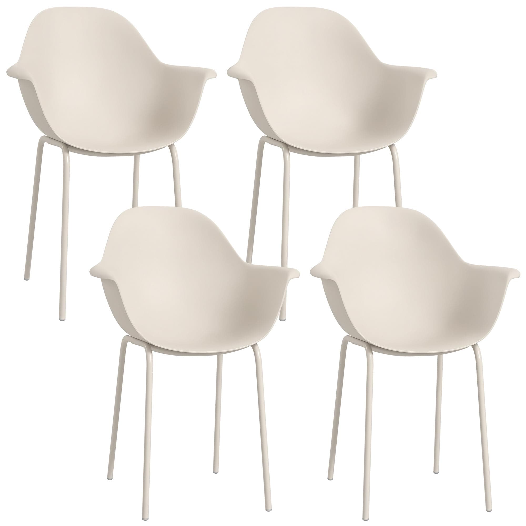 Outsunny Gartenstuhl 4er Set wetterfest Gartenstühle aus Kunststoff mit Armlehne Rückenlehne Terrassenstuhl bis 120 kg belastbar Gartenmöbel für Hinterhof, Garten, Balkon Grau