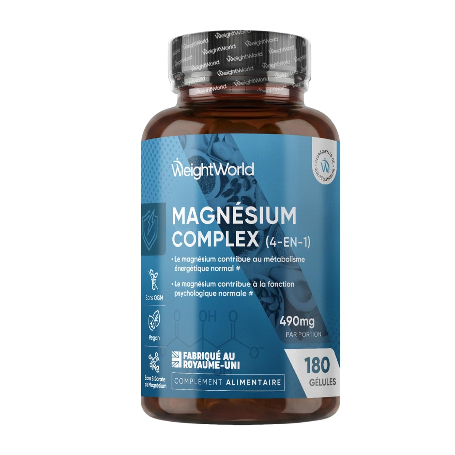 Magnesium Complex 490mg Magnesium Bisglycinate, Taurate, Malate et Citrate