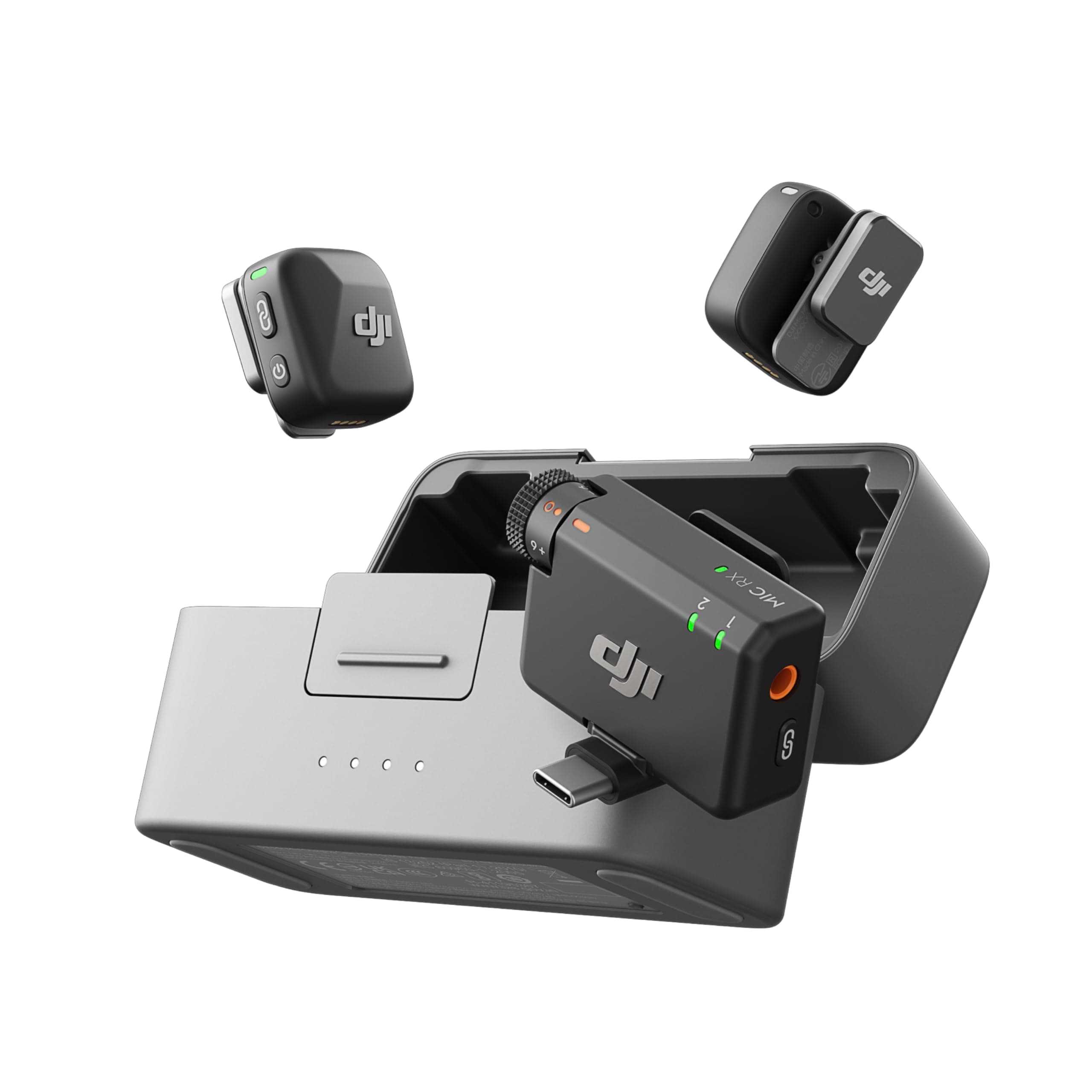 DJI Mic Mini (2 Sender, 1 Empfänger, Ladeschale), Kabelloses Lavalier Mikrofon, Bluetooth Mikrofon, OsmoAudio, 48 Std. Nutzung, Mini Mikrofon für Handy/Kamera, iPhone, Android, Vlog, YouTube