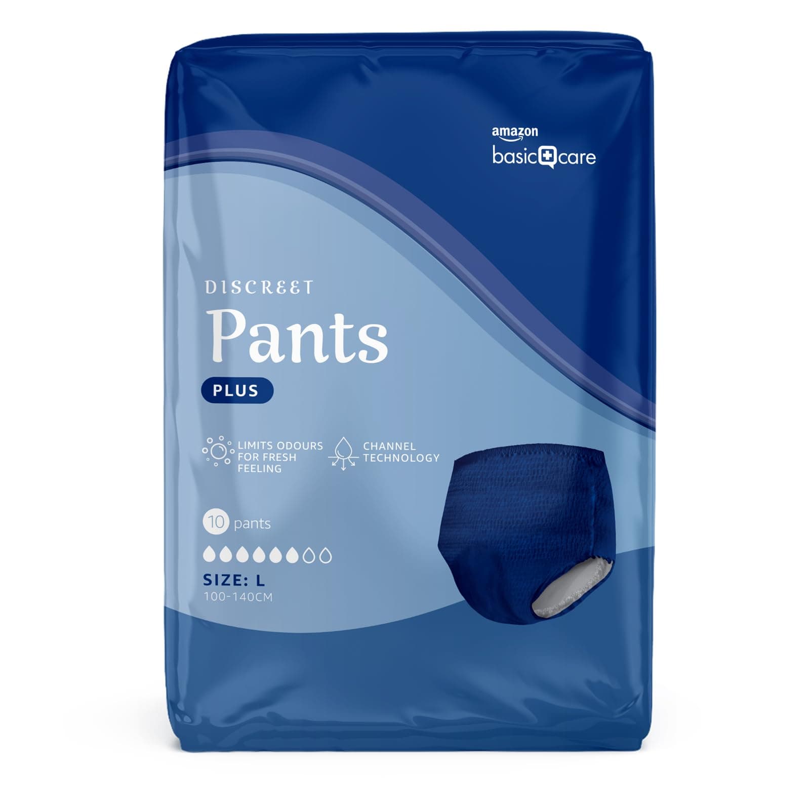 Amazon Basic Care Homme Culottes Plus Grand - 40 Pièces (4 paquets de 10), Bleu