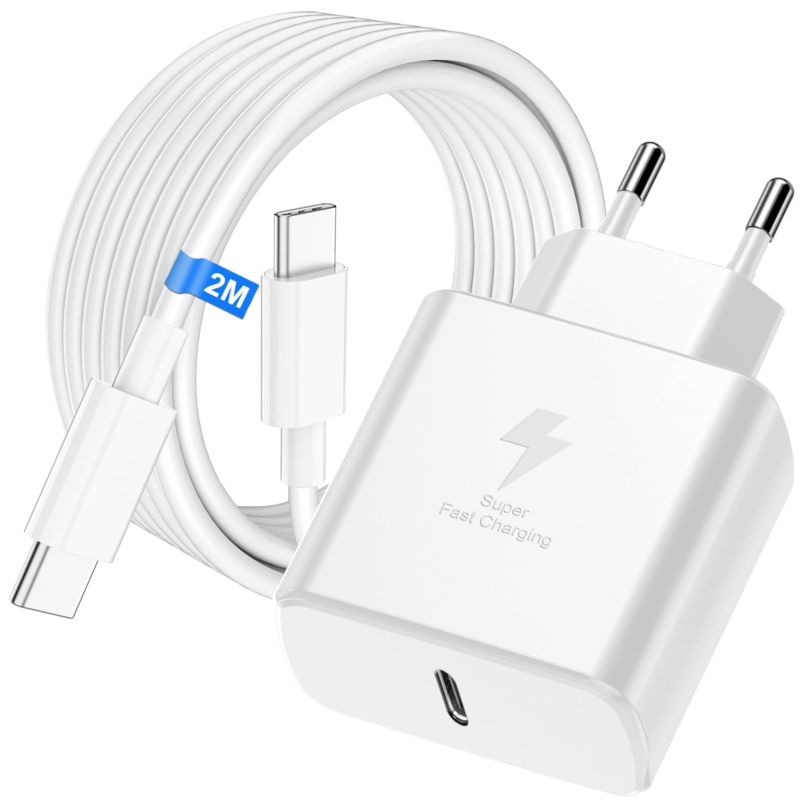 45W USB C Caricatore Caricabatterie con 2M Cavo USBC per Samsung Galaxy S26 Ultra/S26+/S26/ S25 S24 S23+ /S23 Ultra/S22/S21, Presa Carica Alimentatore Tipo C Spina Ricarica Adattatore