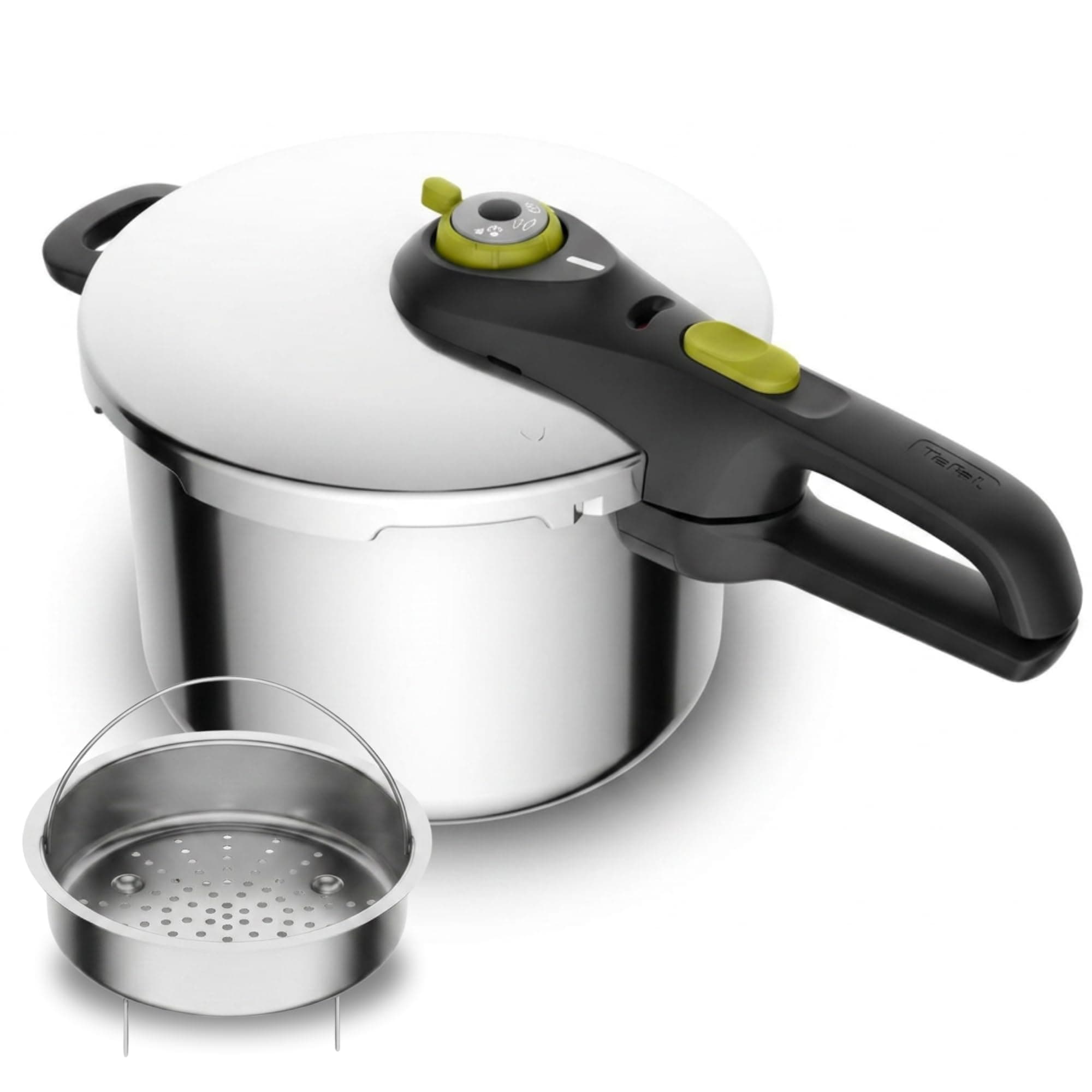 Tefal Secure 5 Neo - Olla a presión de 6L + Cestillo, Ahorro energético hasta 50%, cocción a presión, 2 programas, sistema seguridad 5 puntos, apto todas cocinas, apto lavavajillas