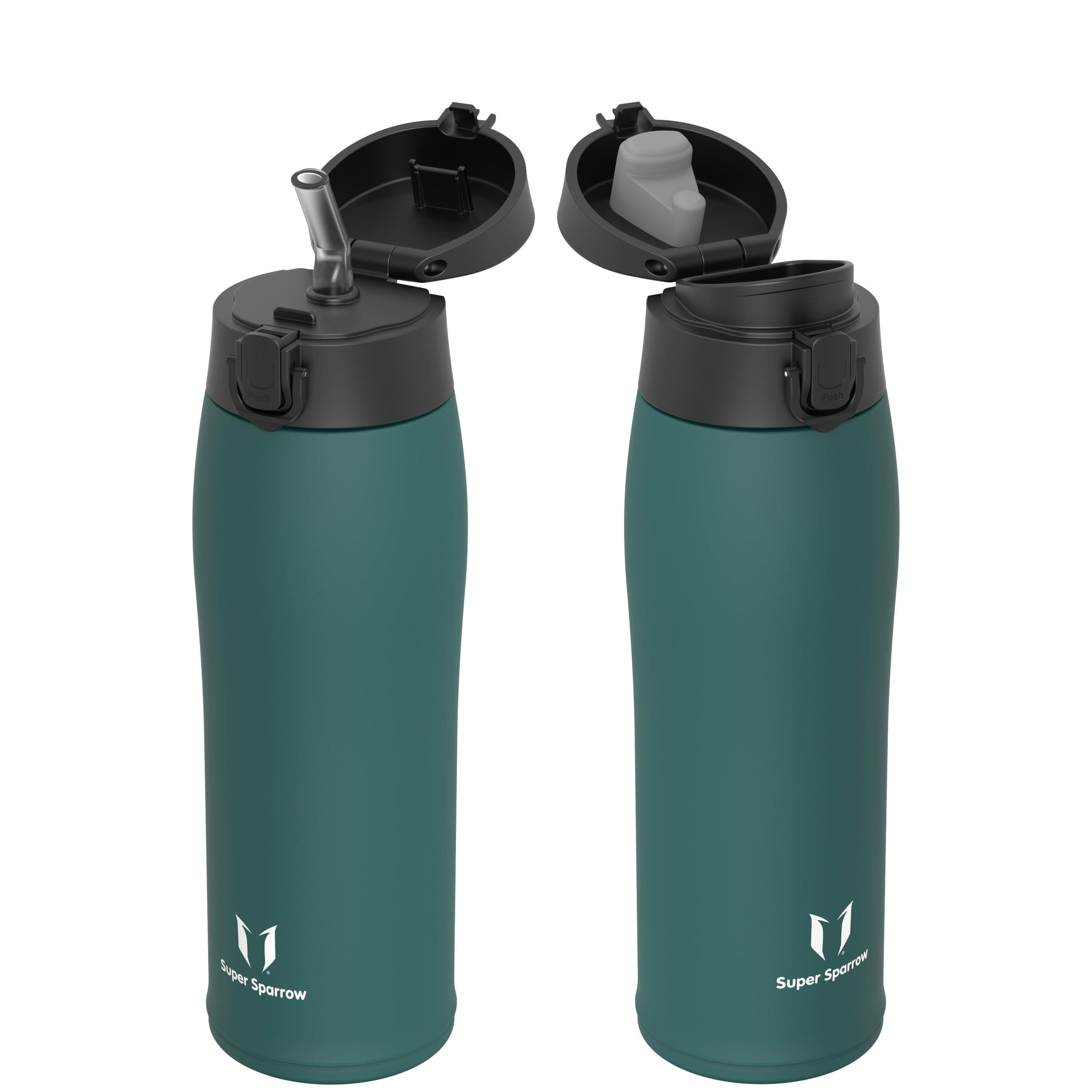 Super Sparrow Borraccia Termica, Acciaio Inox Bottiglia Termica - 350ml, 500ml, 750ml, 950ml - Senza BPA Termos, Borracce Termiche Bambini - Include 2 Coperchi con Cannuccia e Coperchio Sportivo