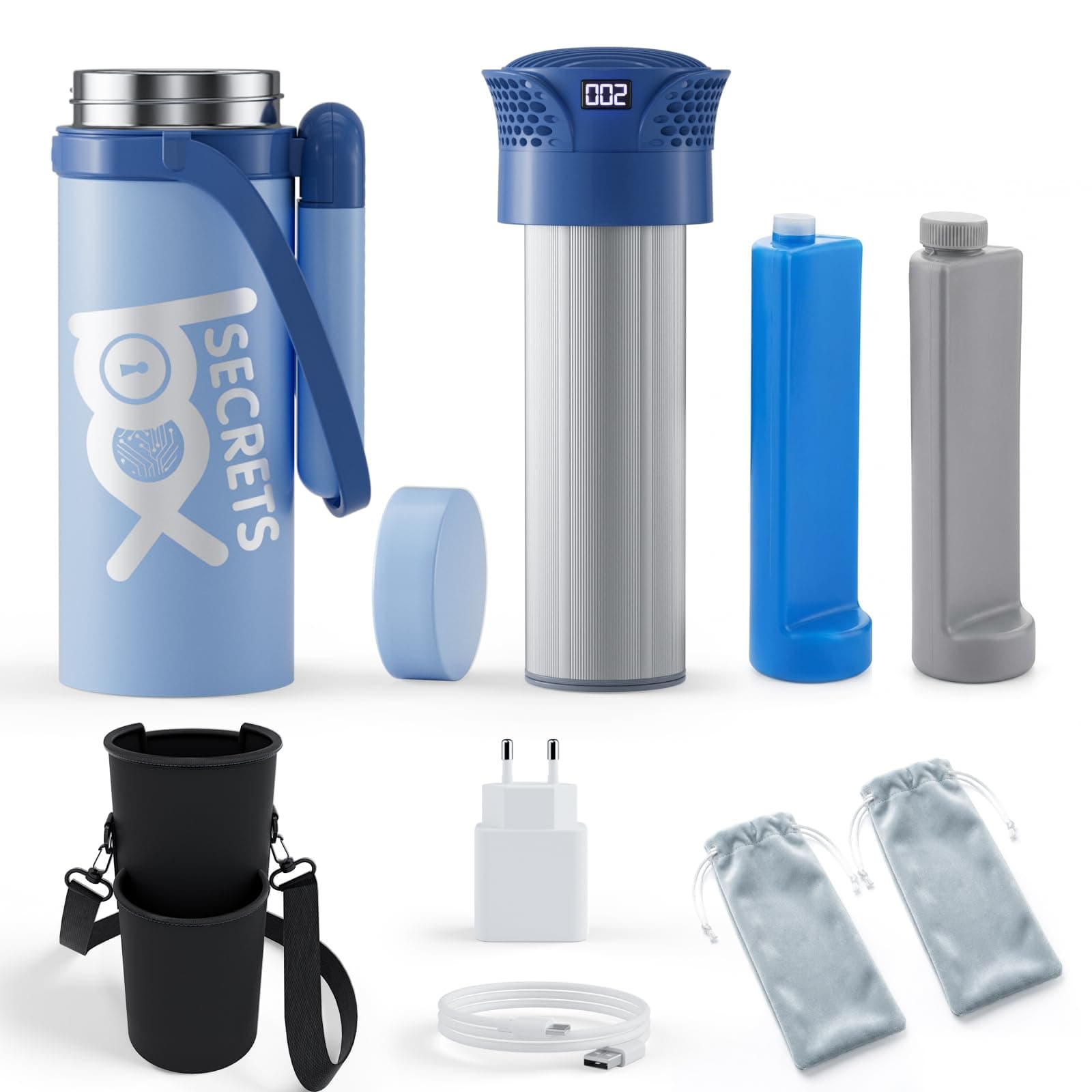 SECRETSBOX Frigo per Insulina da Viaggio, ad alta Capacità 8-9 penne, 2-8℃ USB Frigorifero per Medicinali Portatile, Borse per Insulina con 4 ghiaccio biogel, blu