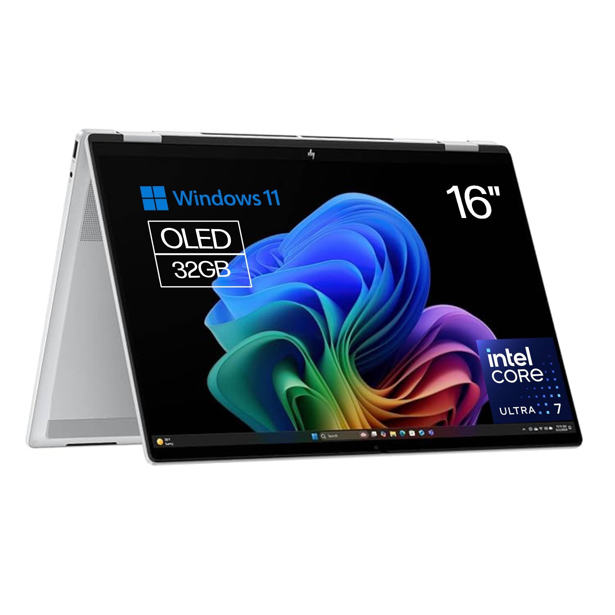 HP Omnibook X Flip - Ordenador portátil Convertible de 16" 3K OLED táctil (Intel Ultra 7-258V EVO, 32GB RAM, 1TB SSD, Intel ARC Graphics, Windows 11 Home, WiFi 7) Silver - Teclado QWERTY Español