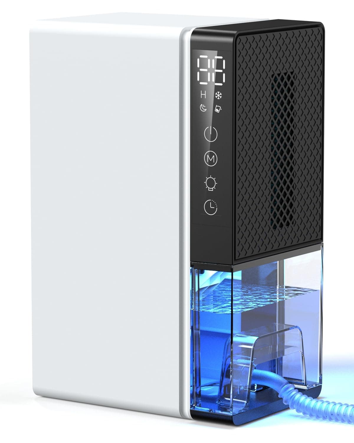 Deshumidificador eléctrico 2.8L, Deshumidificador de habitaciones silencioso con apagado automático, temporizador, modo sleep, luz nocturna de 7 colores, portátil, baño(1100ML/24H)