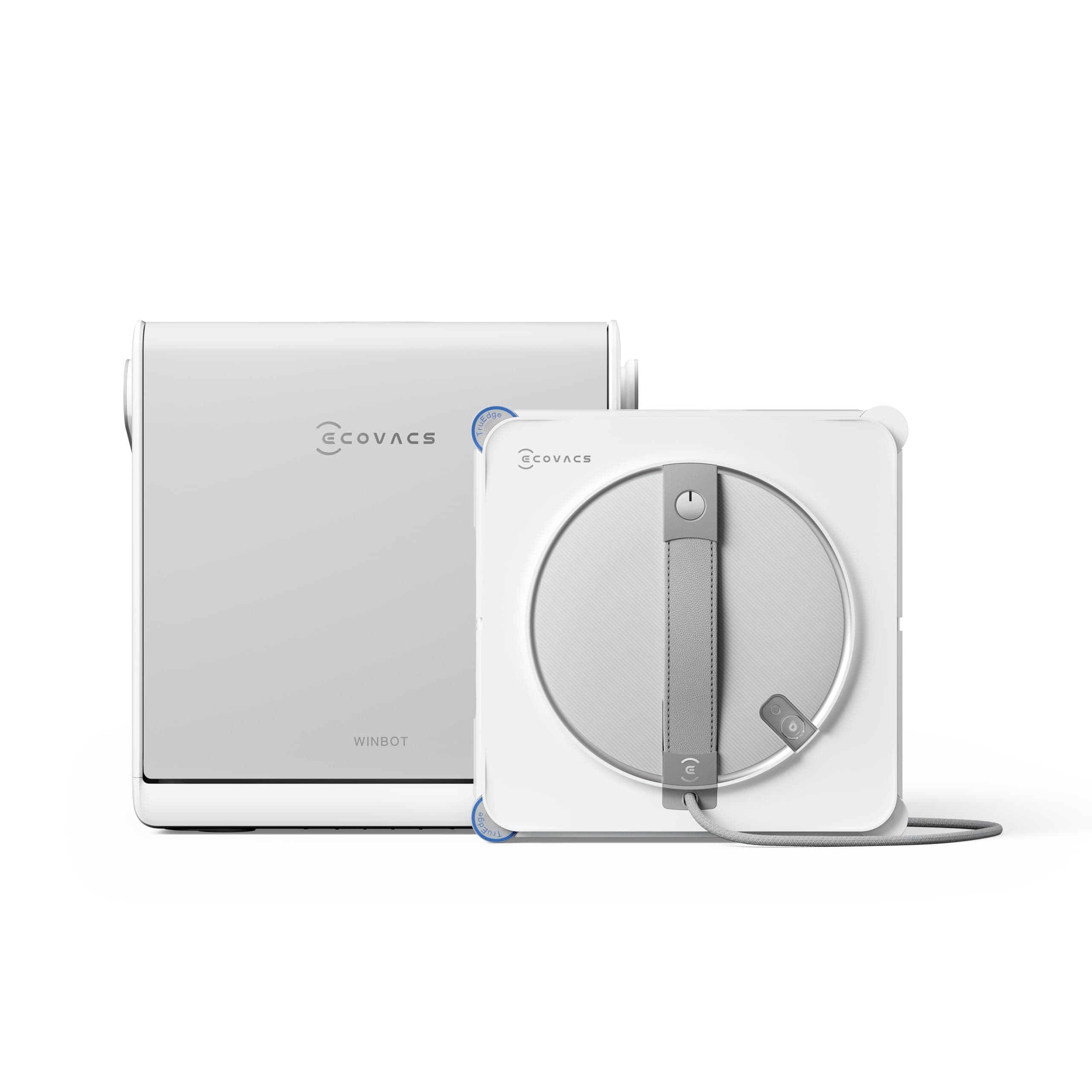 ECOVACS WINBOT W2S Omni Robot Nettoyeur de vitres avec Station, Nettoyage Intelligent Bord à Bord avec la TruEdge™, Charge en Fonctionnement, pulvérisateur d'eau 3 Jets, Protection 12 Niveaux