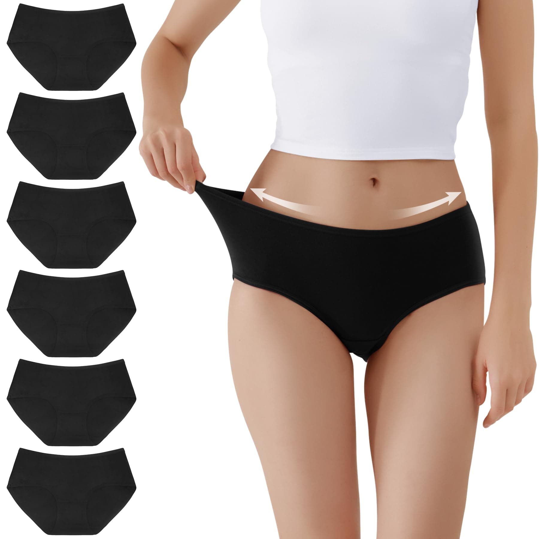 TUUHAW Culotte Femme Coton Taille Midi Confortable Slip Coton Lot de 6