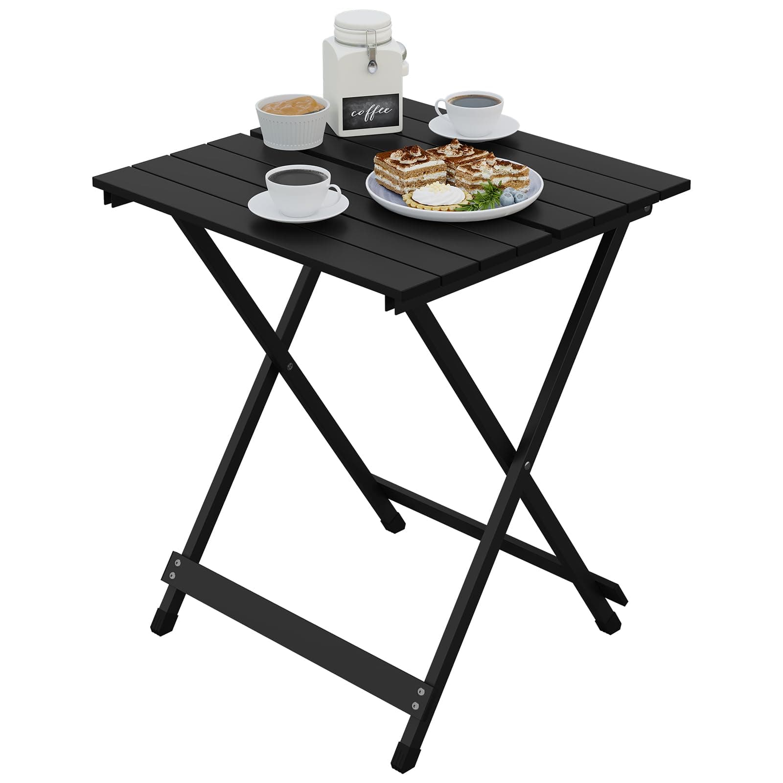 WOLTU Campingtisch klappbar, Gartentisch aus Aluminium, Balkontisch Klapptisch Beistelltisch für Garten Terrasse Balkon, 50.5 x 59.5 x 47 cm (B x H x T), Schwarz