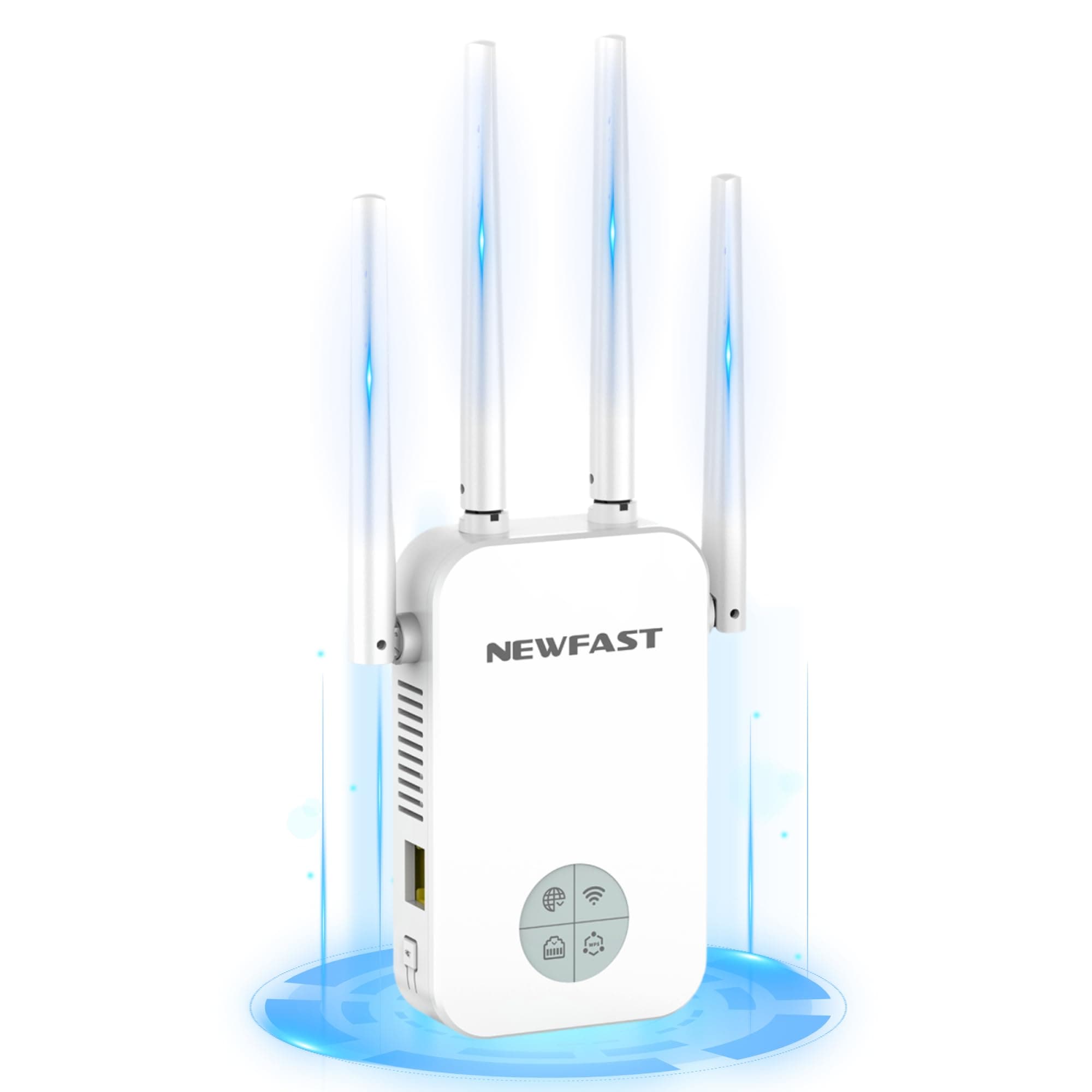 NEWFAST Repetidor WiFi AC1200 Amplificador Señal WiFi 5GHzy2,4GHz Amplificador Wi-Fi, 4 * 3dBi Antenas, Punto de Acceso con Cobertura de 360°,Extensor Wi-Fi (Blanco)