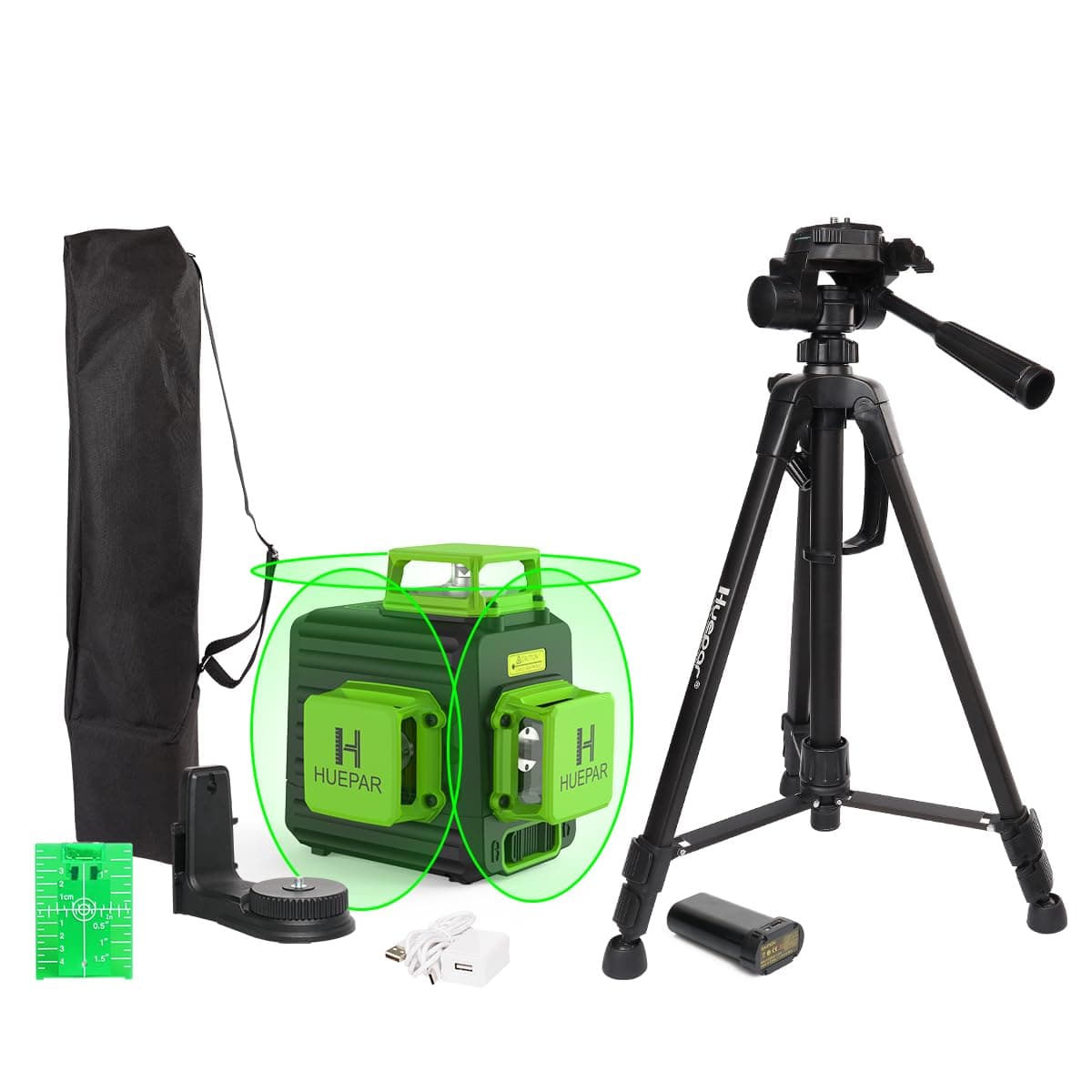 Niveau Laser, Huepar 3 x 360 Niveau Laser Croix Vert, Laser Level Auto-nivellement Commutable Laser Lignes de 360 degrés, Distance de Travail 25m - B03CG-TP