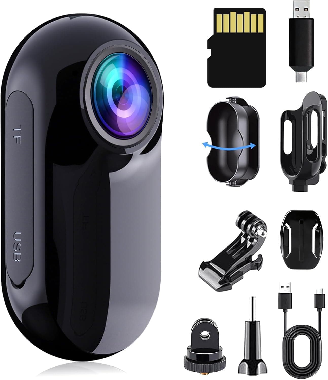 HOFAOUG Body Cam, Fotocamera Corporale Dimensioni Pollice, Lunga Autonomia | Equipata con Scheda di Memoria, È Adatta La Fotocamera Sportiva Corporale Per Ciclismo, Viaggi, Vlogs E Registrazioni