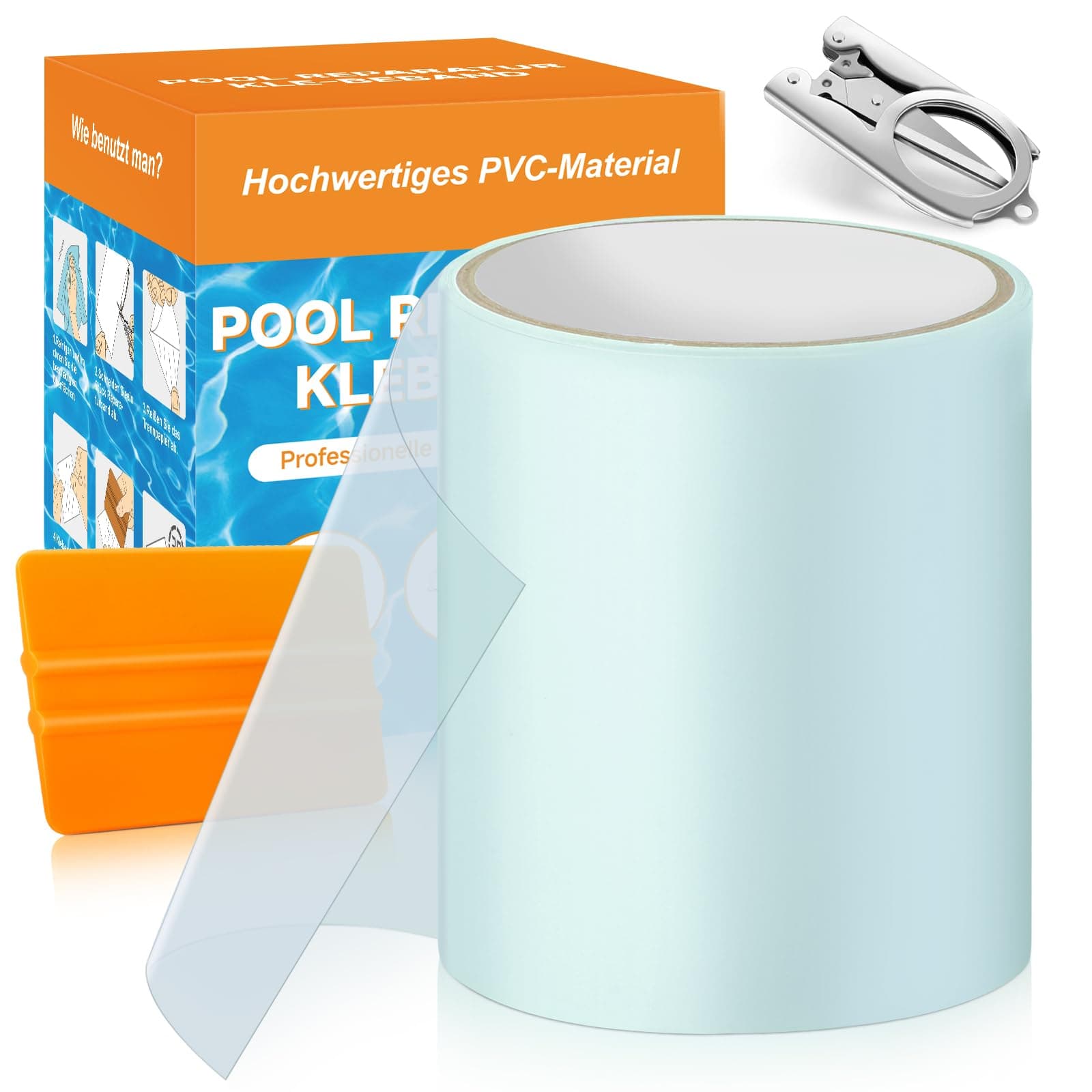 Hymarvo Kit Reparation Piscine, 10x150cm Rustine Piscine Sous l'eau, PVC Réparation Liner Piscine Imperméable, Patch Piscine Ruban Adhésif Tubulaire Pour Piscine, Spa Gonflable, Matelas Gonflable