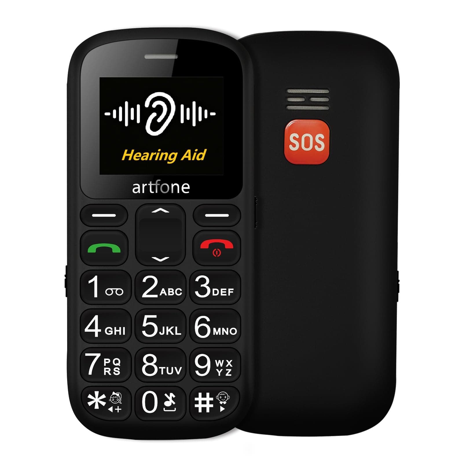 artfone CS181 Noir - GSM Téléphone Senior Portable Débloqué avec Grandes Touches丨Bouton SOS丨Double SIM丨USB-C丨Radio FM丨Téléphone Portable Personnes Agées丨Bluetooth丨1,8''丨Haut Volume丨800mAh Batterie