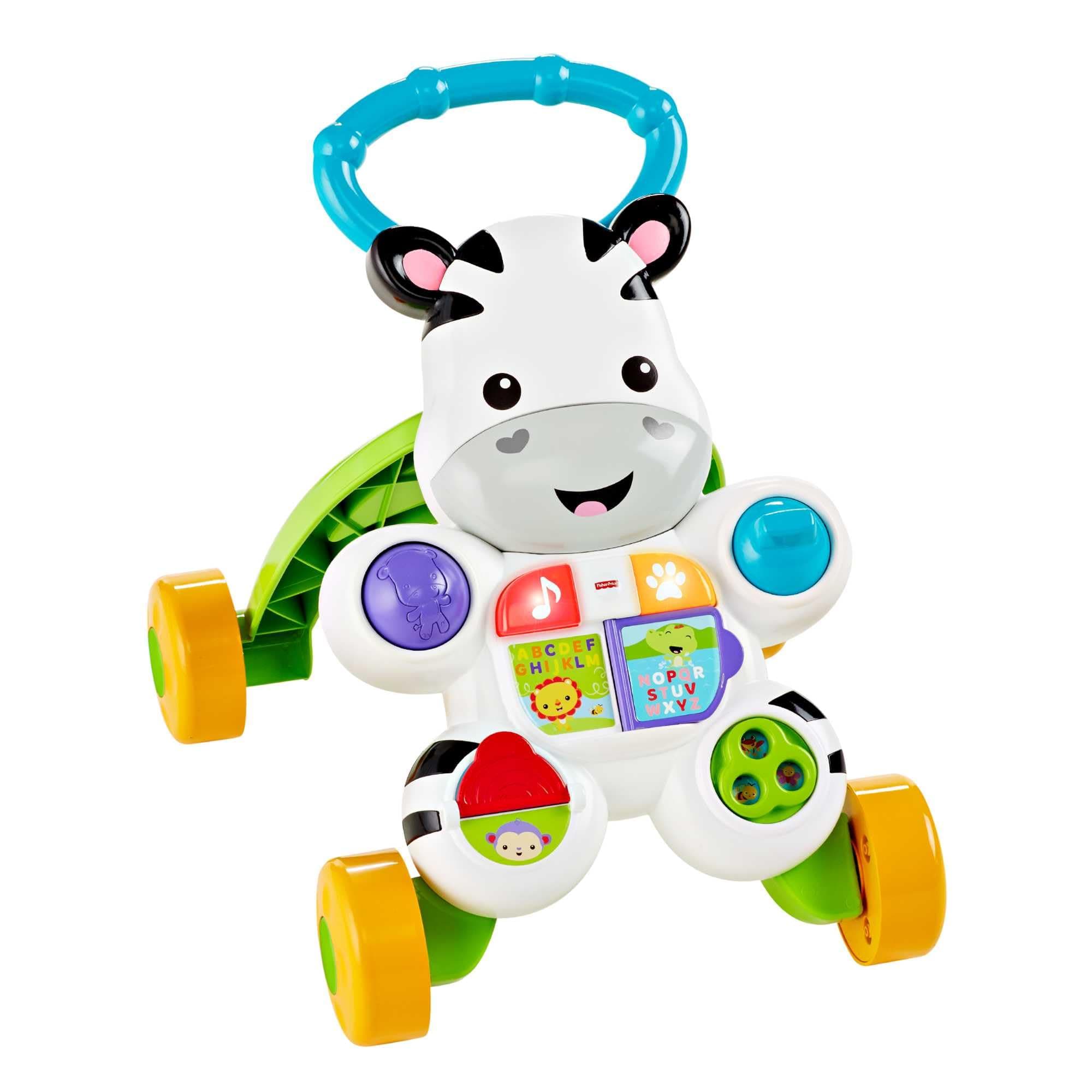 Fisher-Price Zebra Primi Passi Spingibile, Giocattolo Elettronico Educativo con Musica e Suoni, per Camminare, per Bambini di 6+ Mesi, Italiano Imballaggio Sostenibile, HBB66