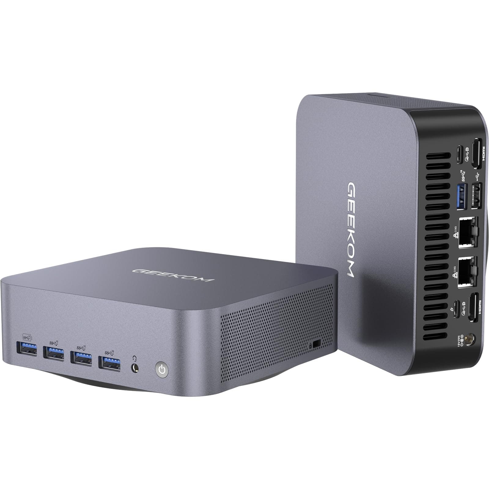 GEEKOM AI GT1 Mega Mini PC con Intel Core Ultra 9 185H| | Dual LAN 2.5G per Utenti business | AR in Tempo Reale | 32GB DDR5 e 2TB SSD | 6 x USB | Sistema pronto all'uso | 4 x 4K
