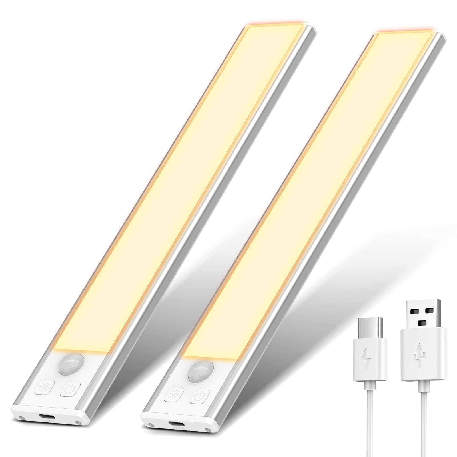 OUILA Luce Armadio LED, Armadio Led con Sensore di Movimento, 20.5CM Magnetica Ricaricabile Luce Sottopensile Dimmerabile Lampada per Cucina Scale Soggiorno Bagno Camere da Letto