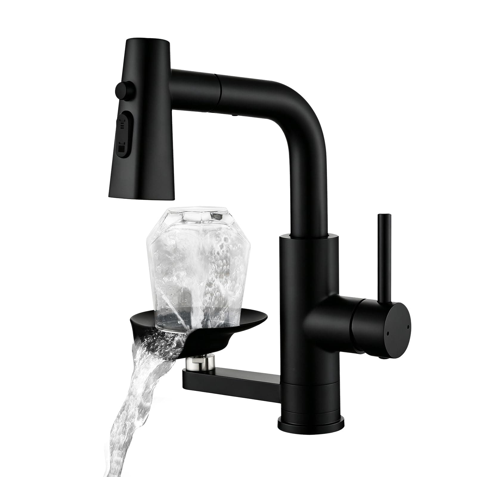 Grifo de Cocina Negro Extraible con Lavavasos, 3 Modos, Torneira Cozinha | Grifos Cocina Fregadero Monomando con Lavatazas LakeBayMZC, 3 Chorros, Giro 360°, acero 304 Cepillado Cocina Bar Baño