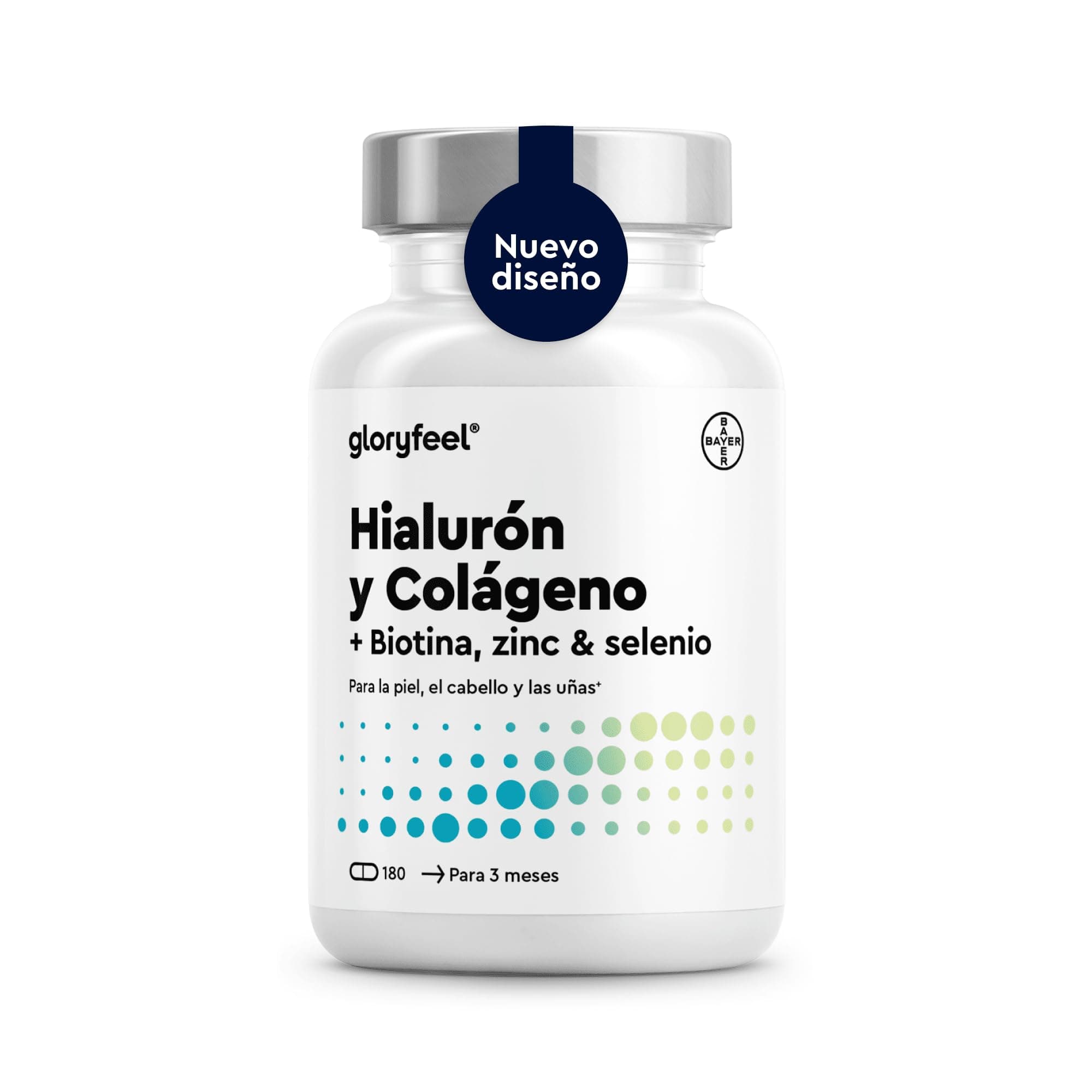 Colágeno + Ácido Hialurónico - Soporte al cabello, piel, huesos + sistema inmunitario - Fórmula con 1000 mg de colágeno hidrolizado + Vitamina C, Biotina, Zinc, Selenio y otros - 180 Cápsulas