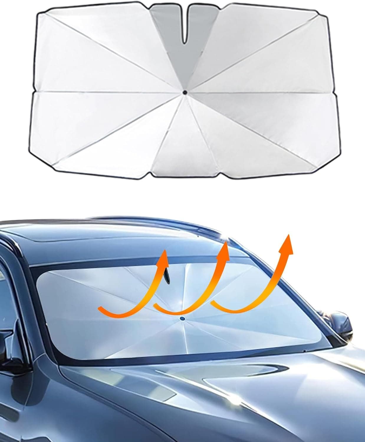 Pluworks Parabrisas de Coche, Paraguas Plegable para Coche, protección UV, Cubierta Flexible para Parabrisas