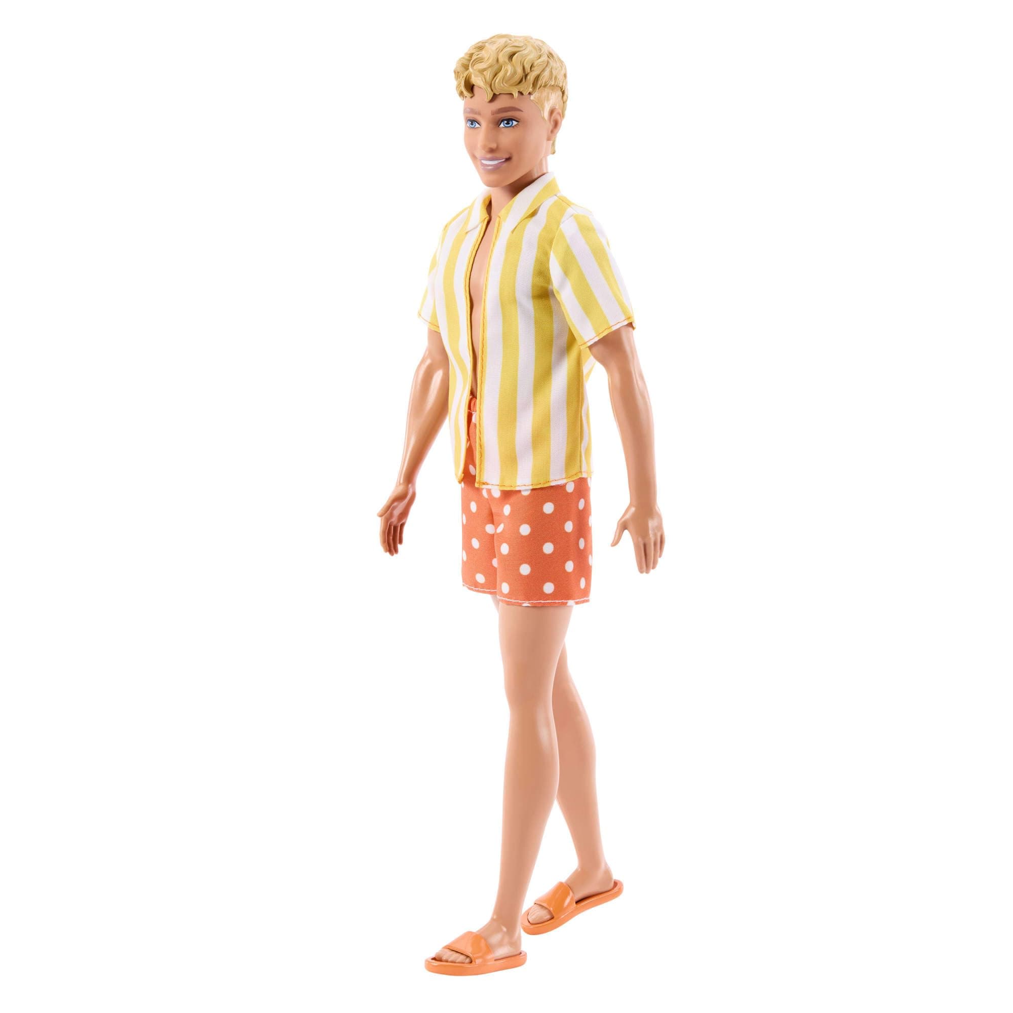 Barbie Style Muñeco Ken Fashionistas 252 | Muñeco rubio con pantalones cortos naranjas de lunares y camisa amarilla, +3 años, JJN66