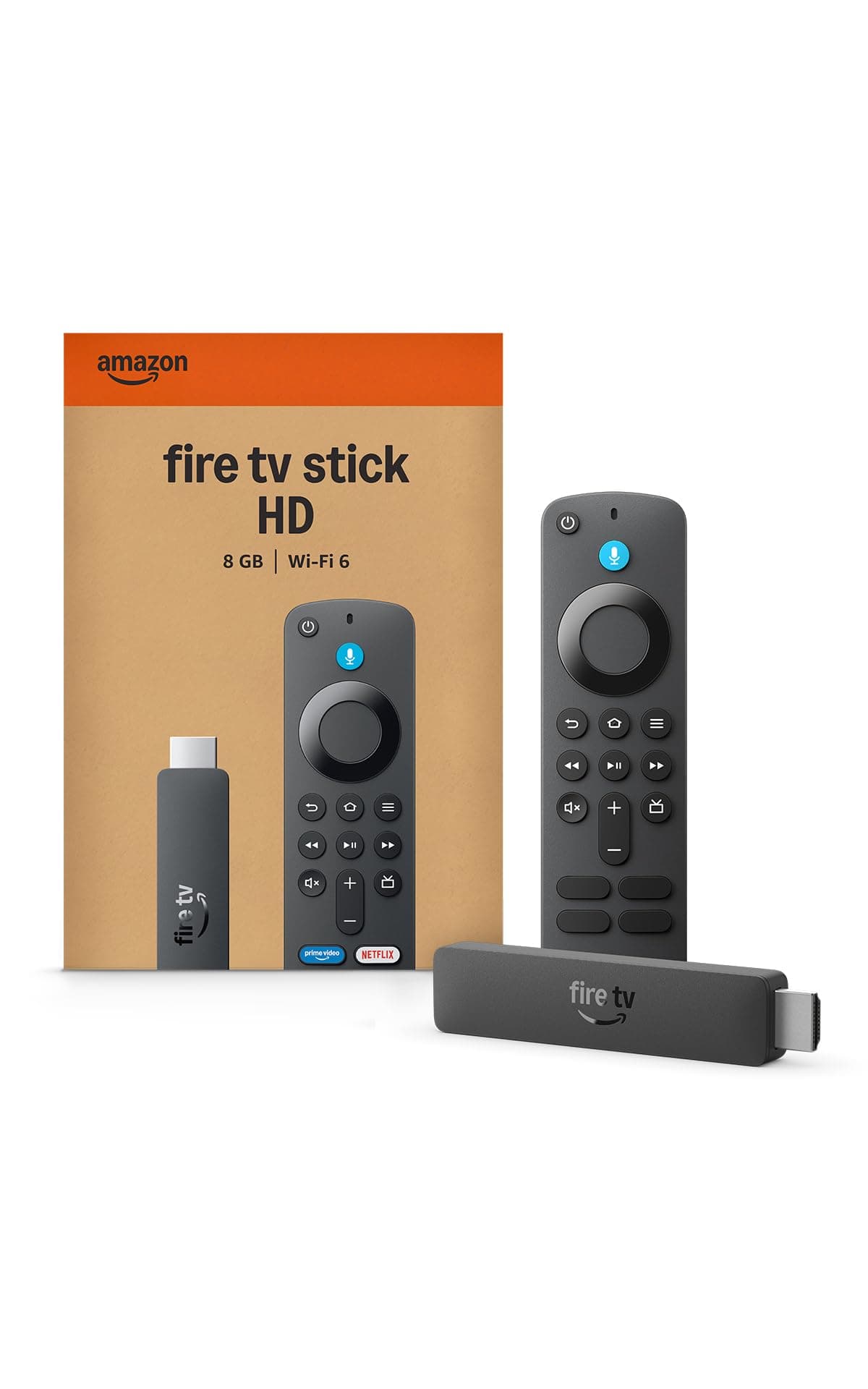 Amazon Fire TV Stick HD (neueste Generation), Free- und Live-TV-Inhalte, Alexa-Sprachfernbedienung, wird über den Fernseher mit Strom versorgt, mühelose Einrichtung, finde Serien schneller mit Alexa+