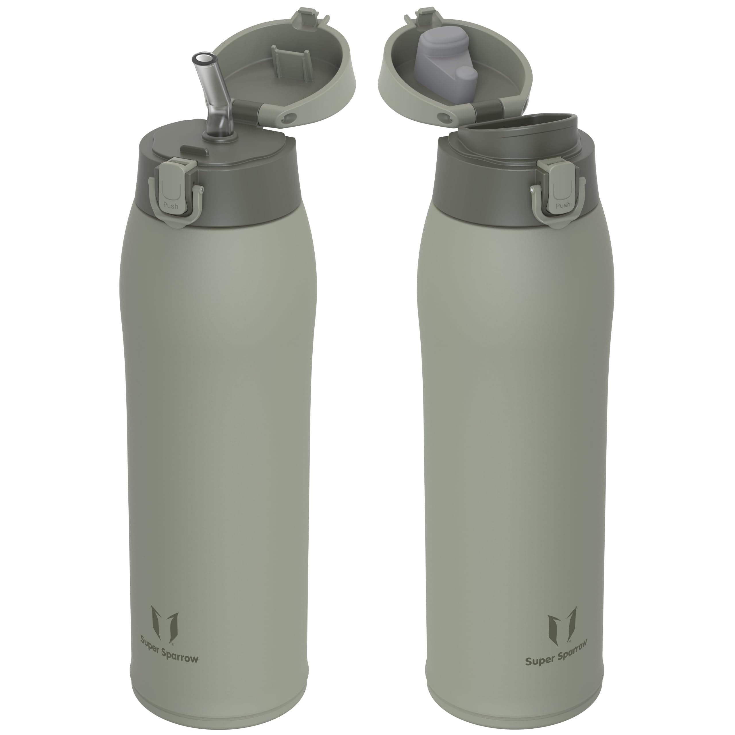 Super Sparrow Botella Agua Acero Inoxidable - Botella Termica - 350ml / 500ml / 750ml / 950ml - Termo Sin BPA, Botella de agua para niños - Incluye 2 Tapas : con Pajita y con Boquilla