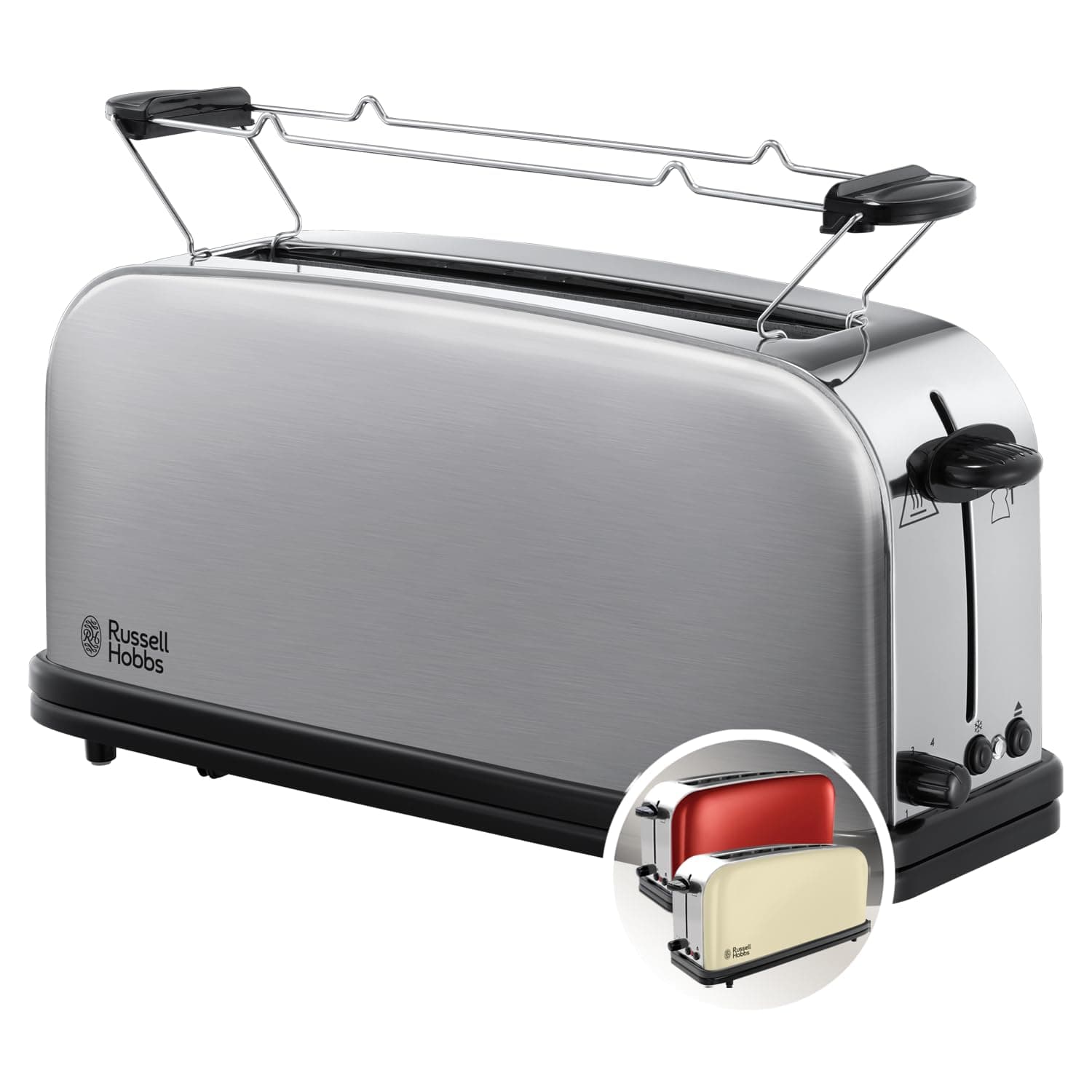 Russell Hobbs Adventure 21396-56 – Tostadora, Ranura Larga y Ancha, para 2 Rebanadas, Acero Inoxidable