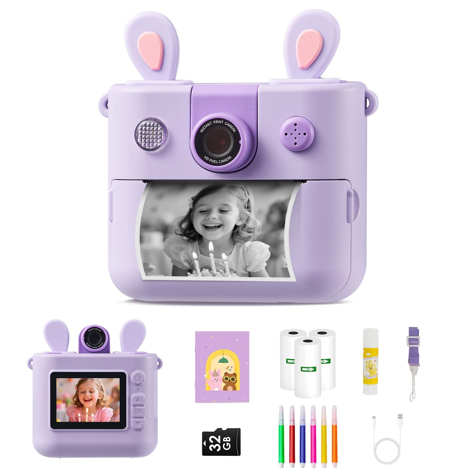 ORGSTA Macchina Fotografica Bambini Istantanea Fotocamera Digitale Stampa | Foto dal Cellulare Stampante Fotografica Regali per Bambina Bambino 3-12 Anni