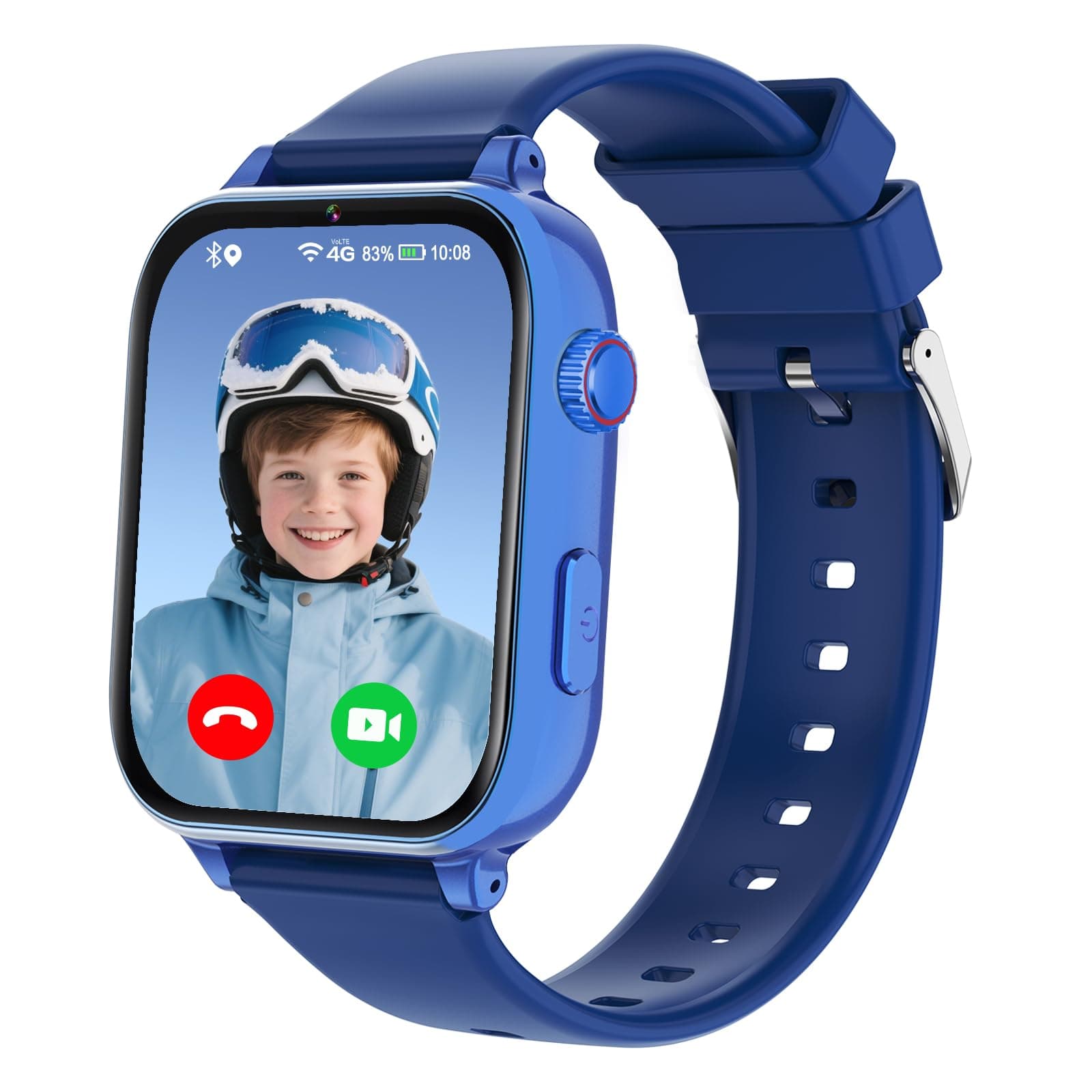 PTHTECHUS Reloj Inteligente Niño GPS y Llamadas, 4G Smartwatch Niños Niñas | Telefono, SOS, Chat de Voz, Videollamada, Modo Clase, Podómetro, Reloj Llamadas Niños Niña Infantil de 4 a 12 Años, Azul