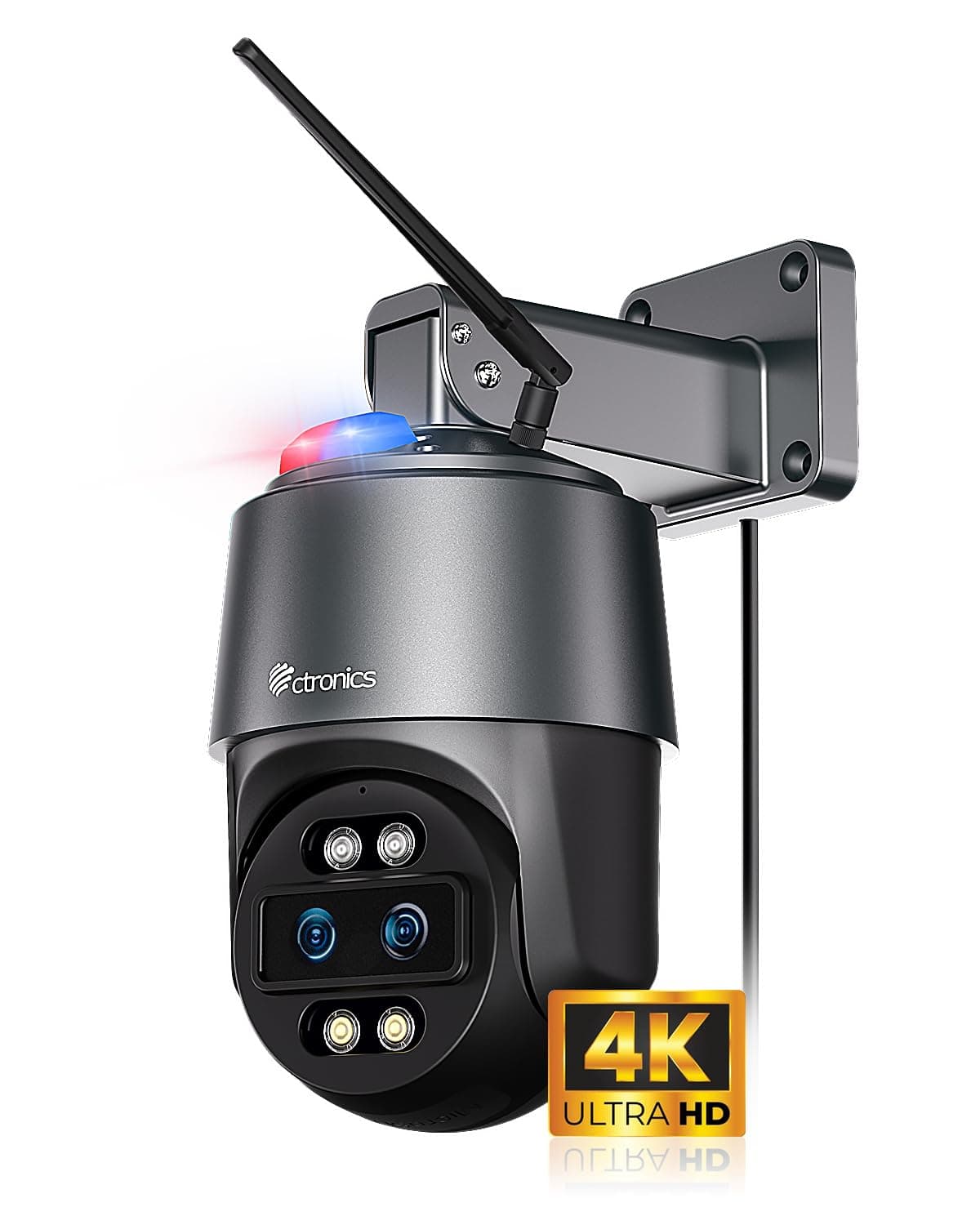Ctronics 4K Zoom Hybride 10X Caméra Surveillance WiFi Extérieure, Double Objectif, Suivi Automatique, 5G/2,4GHz, 256GoSD/NVR/FTP, Métal, 30m Vision Nocturne Couleur, AI Détection, IP66