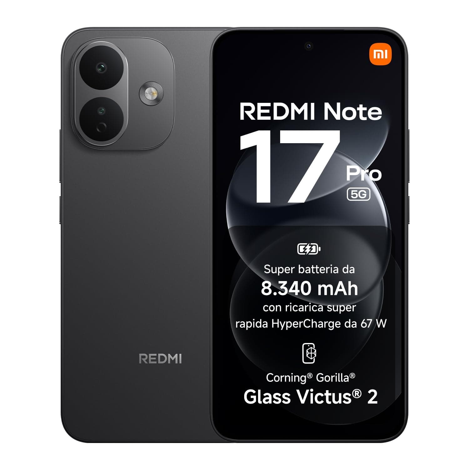 REDMI Note 17 Pro 5G, Smartphone 12+256GB, Black, Batteria da 8340 mAh | Fotocamera OIS 50MP, HyperCharge 67W, Snapdragon®6s Gen4, Display Flagship Alta Luminosità 3500nit, Protezione Occhi, HyperAI