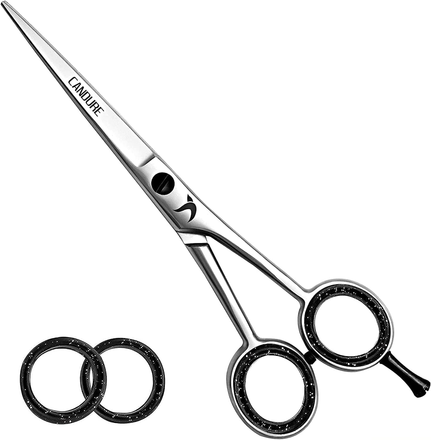 Candure Tijeras de Peluqueria Profesional - Tijeras de Peluquero Acero Inoxidable Tijera Barbero para Corte de Pelo 6.5 Pulgadas (6.5", Plata)