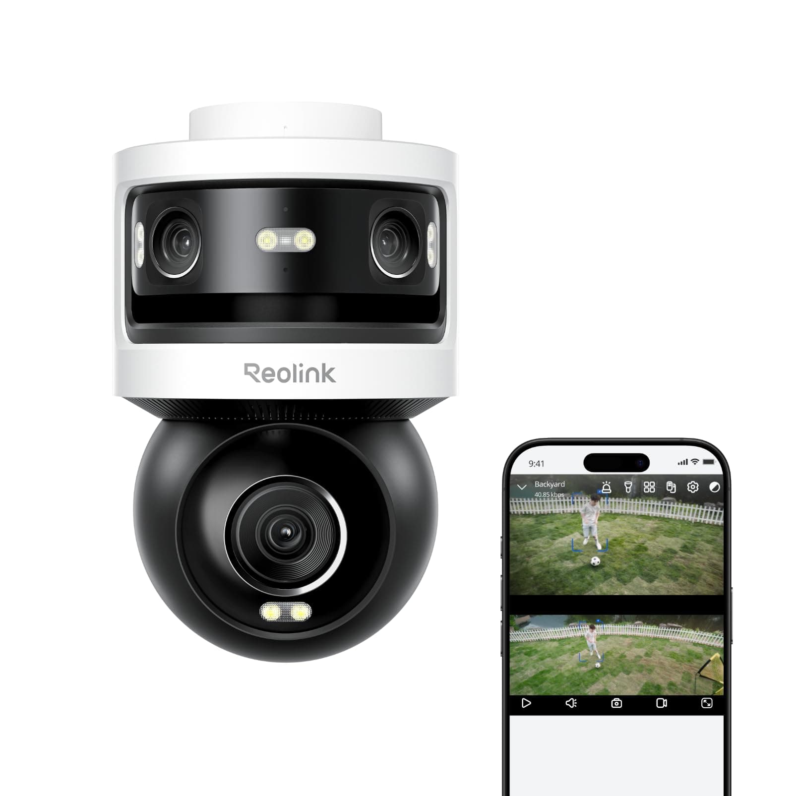Reolink Dreifachobjektiv PoE Sicherheitskamera für Außenbereich,OMVI 3i PoE | 10MP 180° Panorama & 4K PT Kamera mit Auto-Tracking, KI-Videosuche, Perimeterschutz, Farb- & IR-Nachtsicht, 24/7-Aufzeichnung