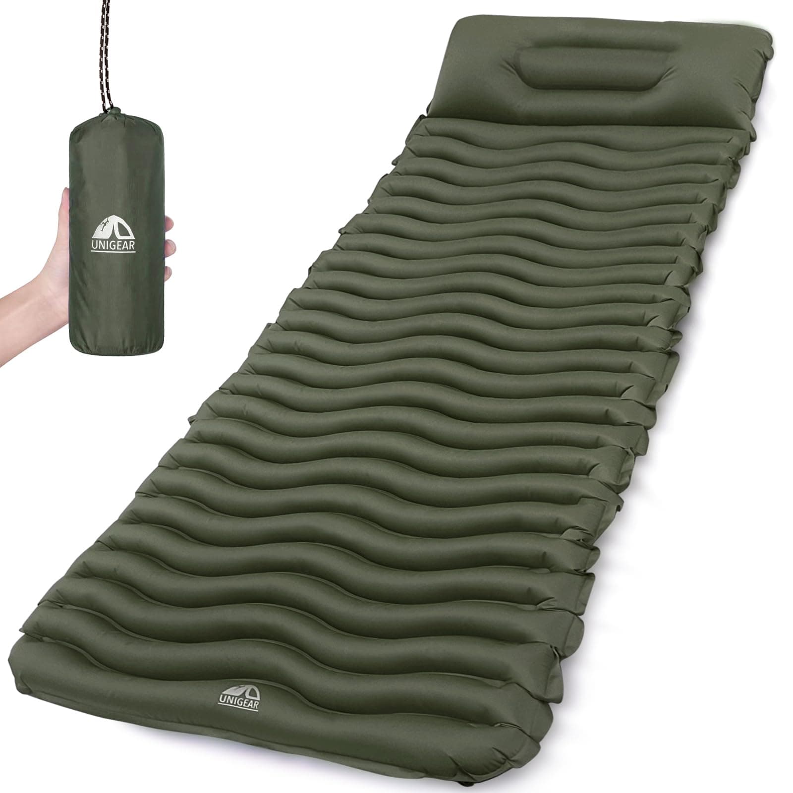 Unigear Materassino da Campeggio, Letto Gonfiabile da Campeggio Ultraleggero per Escursionismo, Zaino in Spalla, Amaca, Tenda, Sacco a Pelo