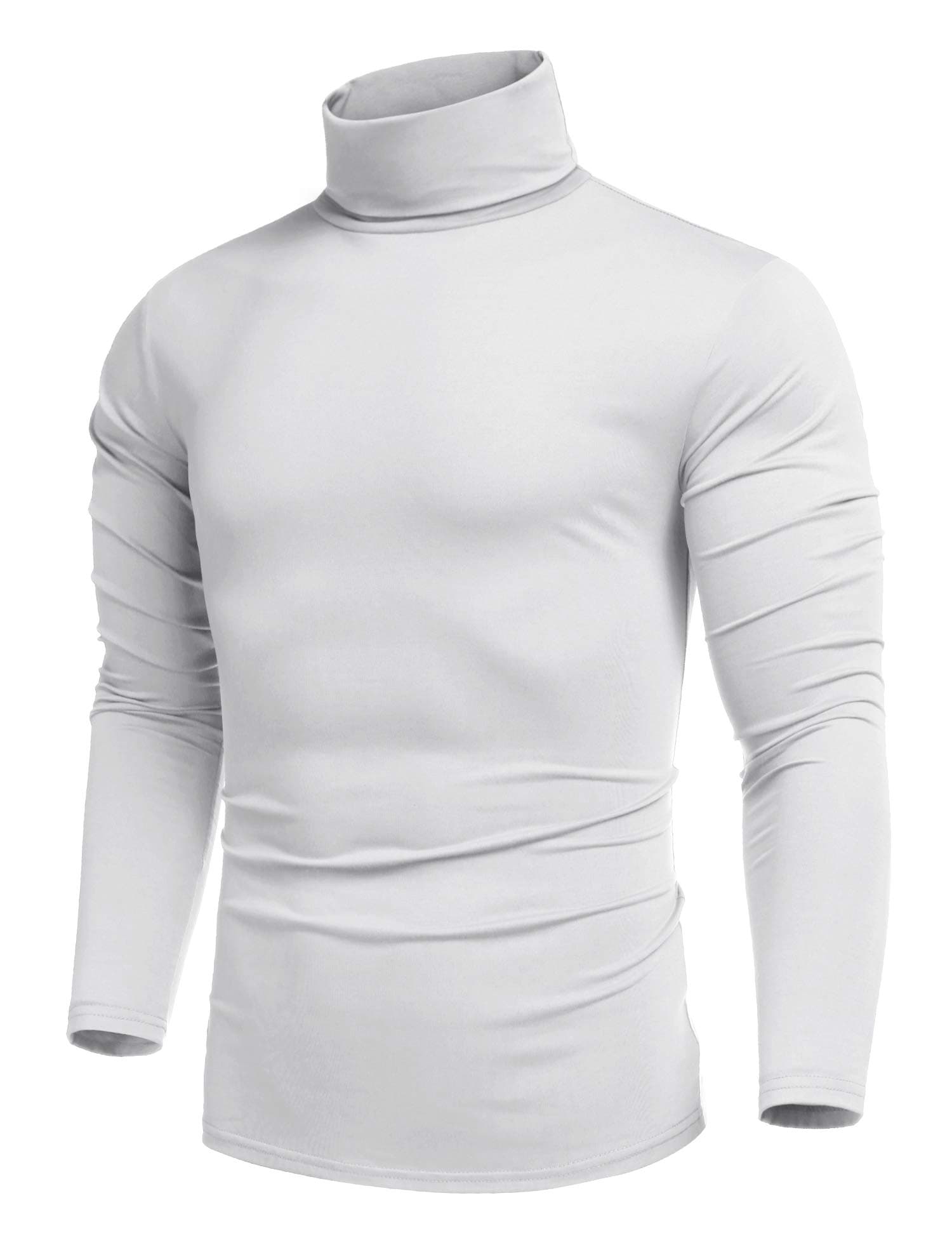 COOFANDY Camiseta Hombre Cuello Alto Jersey Finito Ajustado de Manga Larga Camiseta Termica Suéter Básica Top Slim Fit Color Sólido
