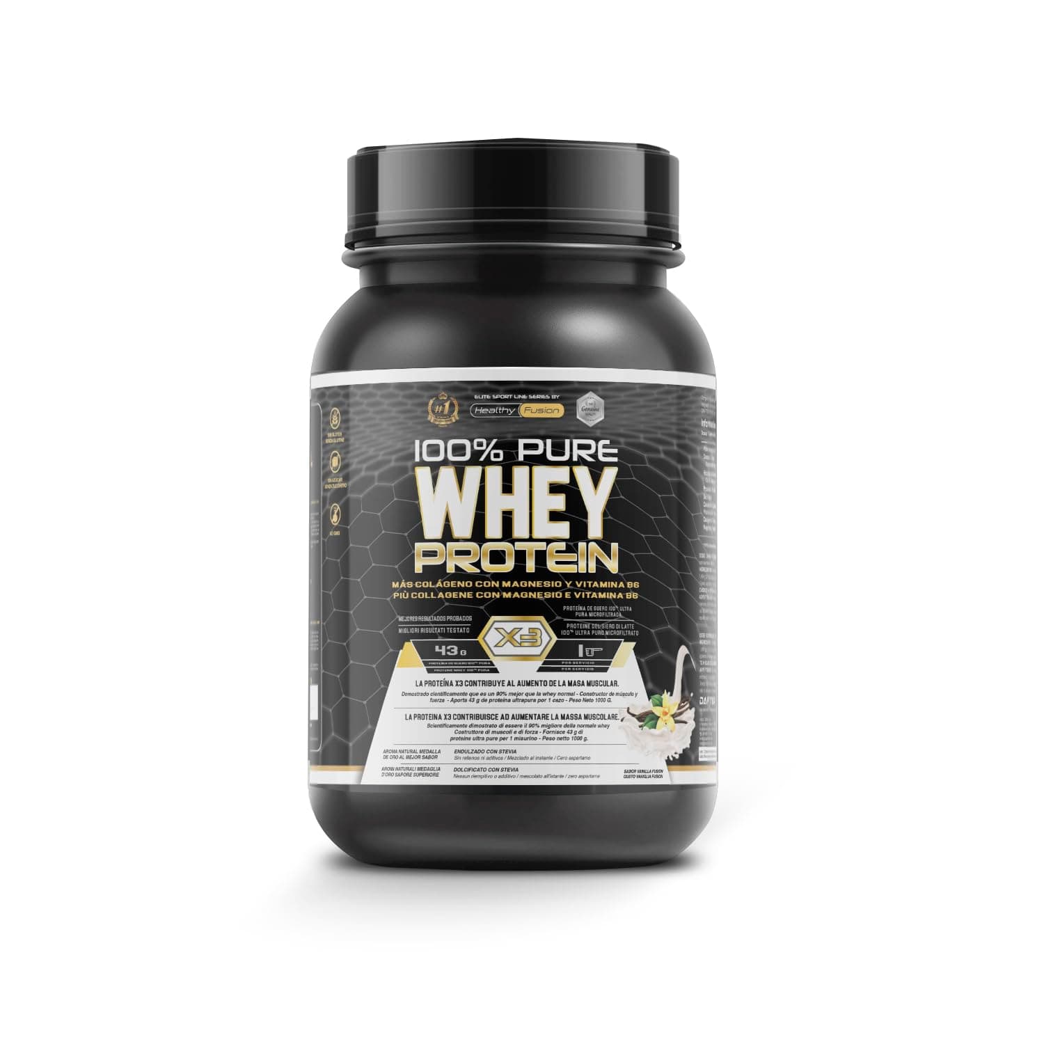 Healthy Fusion Whey Protein | Proteina Whey pura con Collagene e Magnesio | Migliora i tuoi allenamenti | Protegge e aumenta la massa muscolare | 1000g di proteina (Vaniglia)