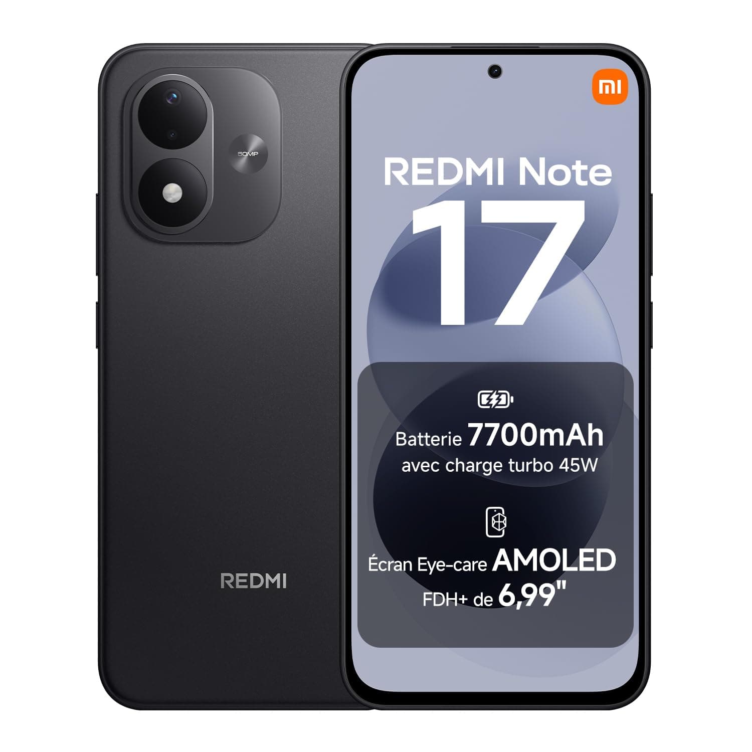 Xiaomi REDMI Note 17, Smartphone 4+128 Go, Noir, Batterie 7700 mAh | Appareil photo 50 MP, charge 45 W, écran GOLED FHD+ 6,99″, Xiaomi HyperOS 3 + Gemini, étanche IP65