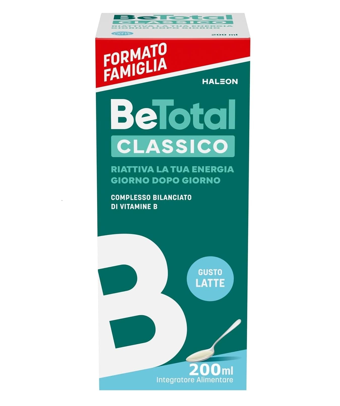 Be-Total Classico Integratore Vitamine B Liquido Bambini 3+ e Adulti, 200ml | Gusto Latte
